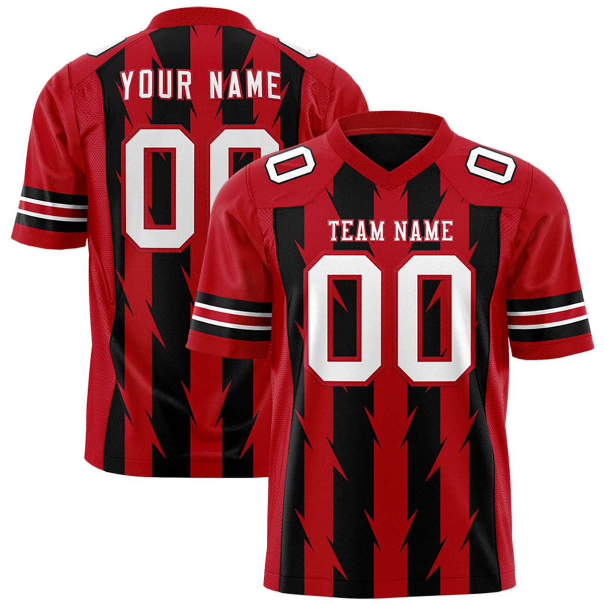 Custom Black and Red Graffiti Pattern Practice Flag Football Jerseys For Youth &amp; Mens| KXKSHOP
