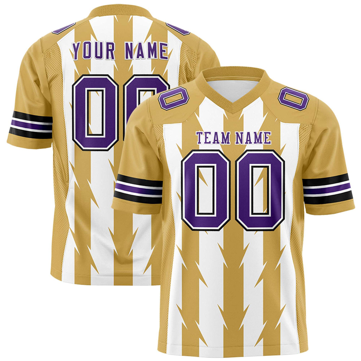 Custom White and Old Gold Graffiti Pattern Practice Flag Football Jerseys For Youth &amp; Mens| KXKSHOP