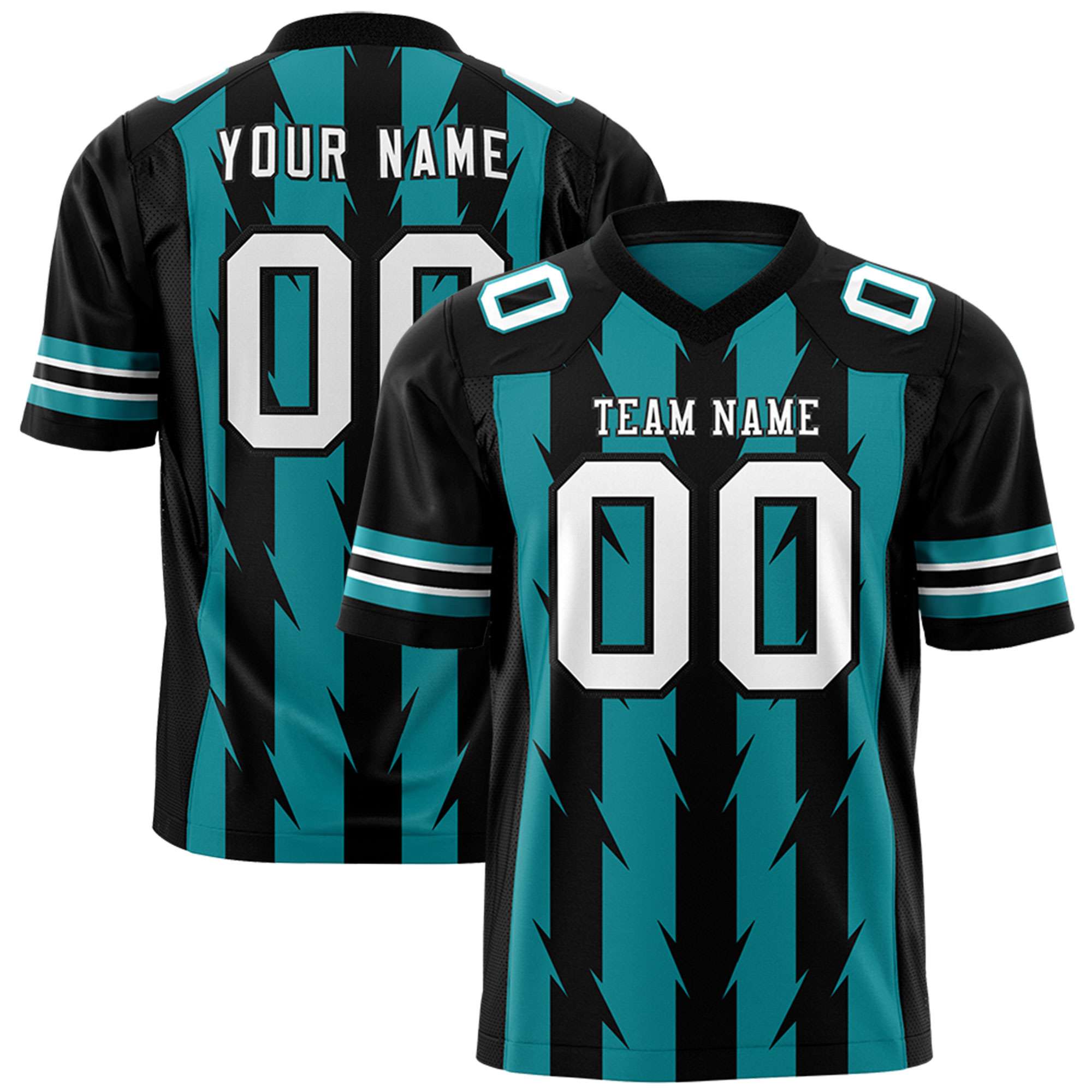 Custom Aqua and Black Graffiti Pattern Practice Flag Football Jerseys For Youth & Mens| KXKSHOP