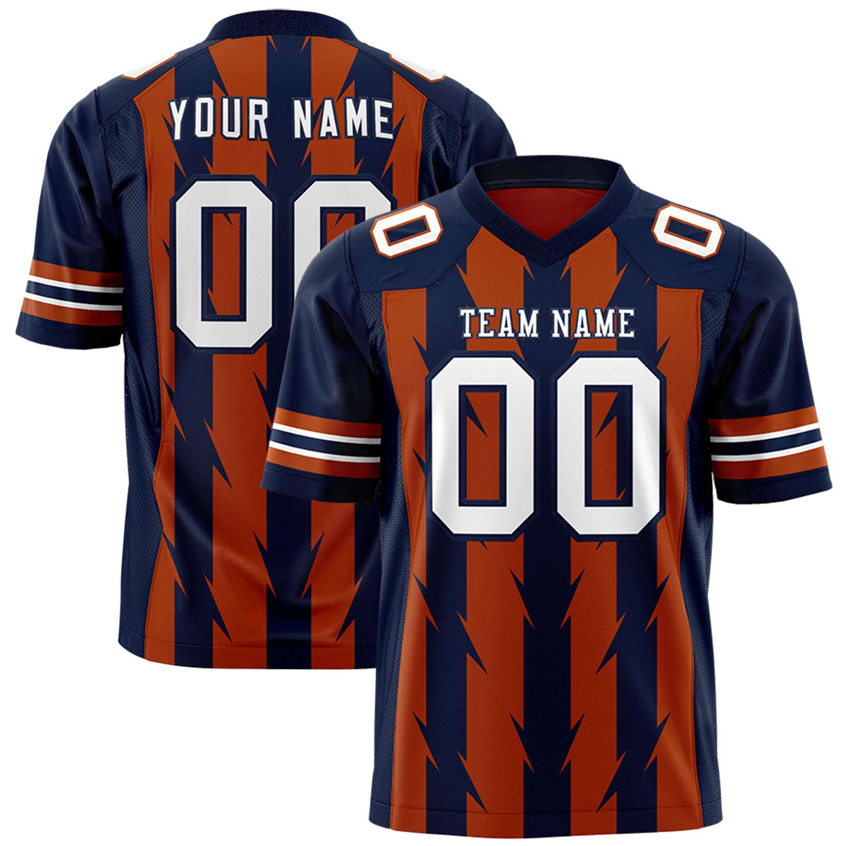 Custom Texas Orange and Navy Graffiti Pattern Practice Flag Football Jerseys For Youth &amp; Mens| KXKSHOP