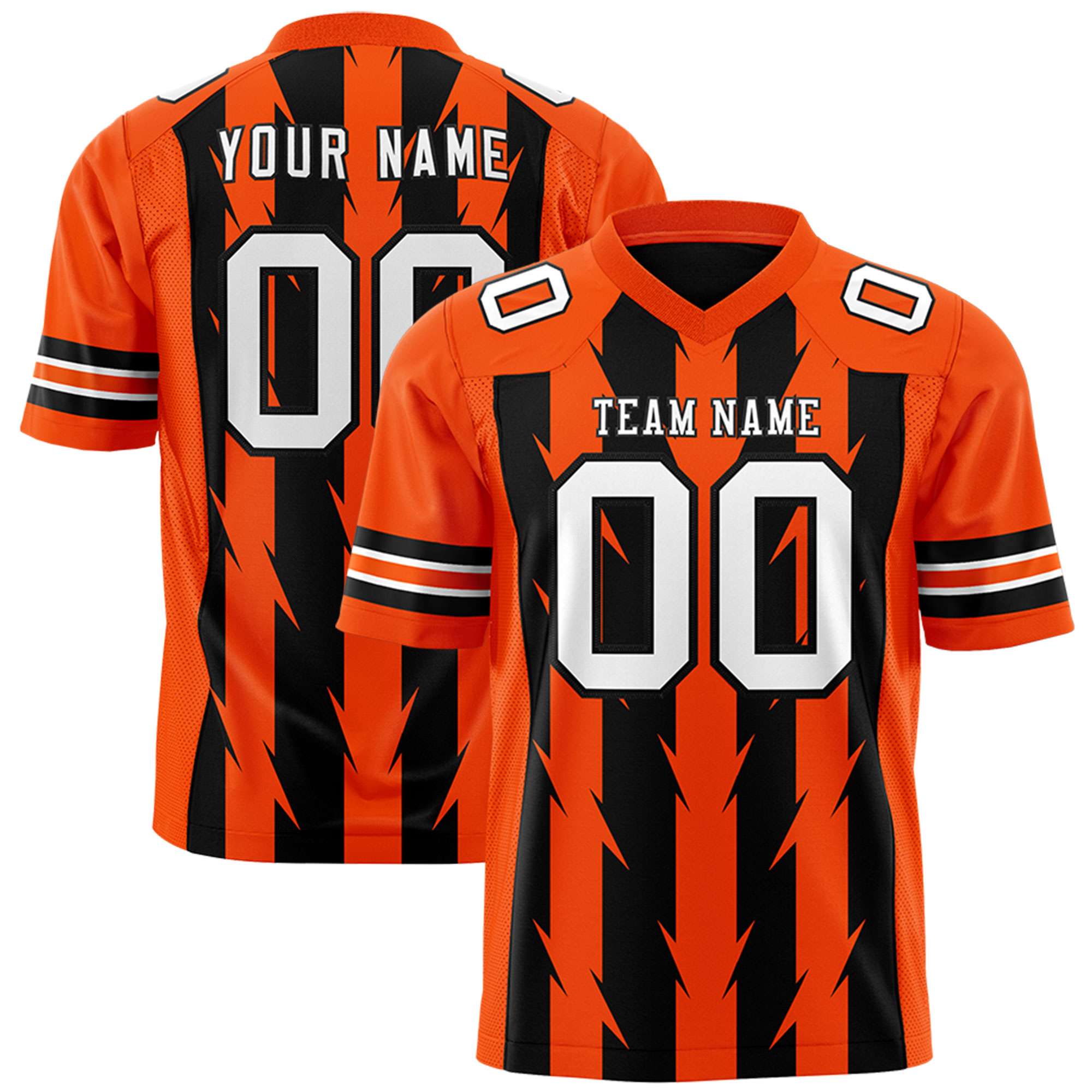 Custom Black and Orange Graffiti Pattern Practice Flag Football Jerseys For Youth & Mens| KXKSHOP
