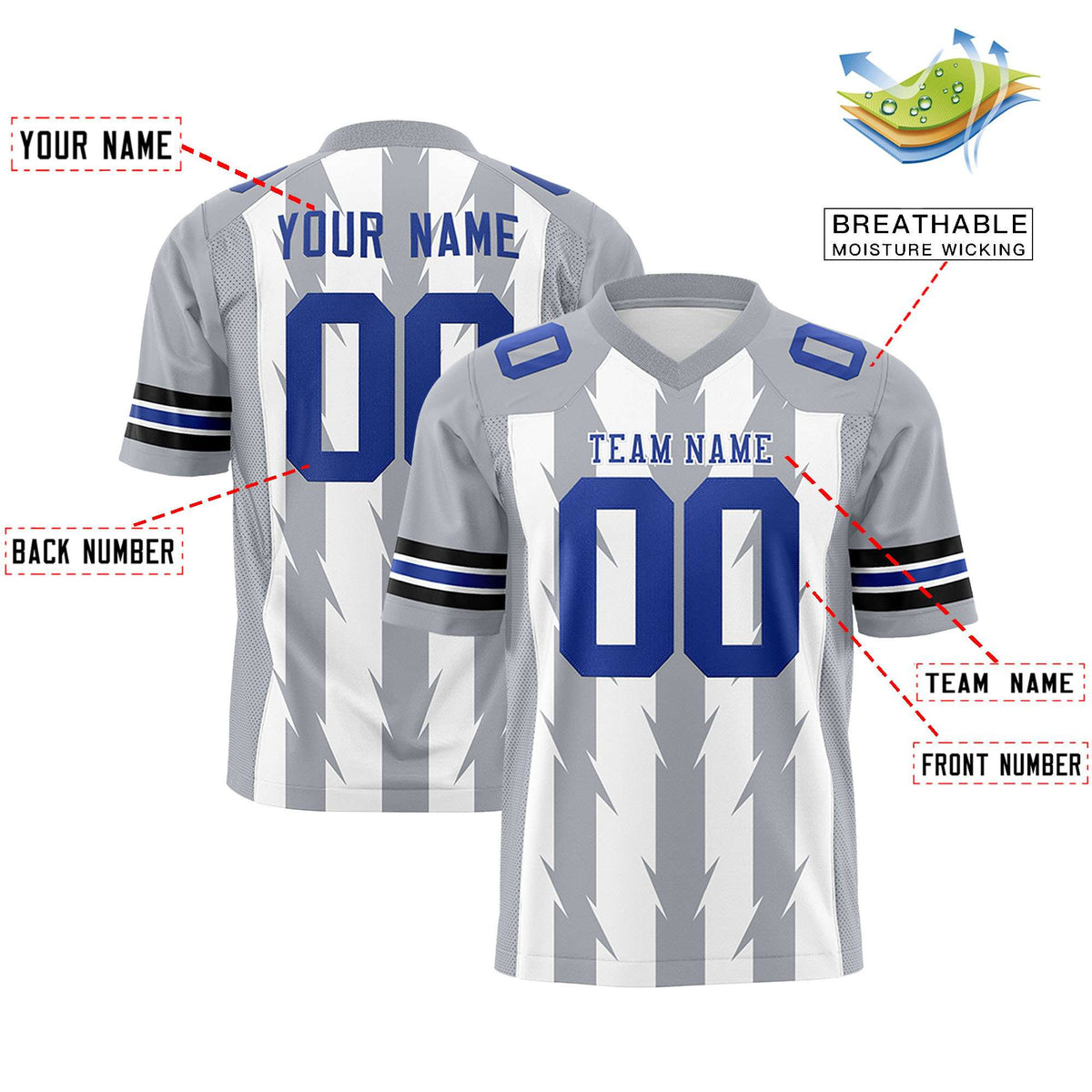 Custom White and Gray Graffiti Pattern Practice Flag Football Jerseys For Youth &amp; Mens| KXKSHOP