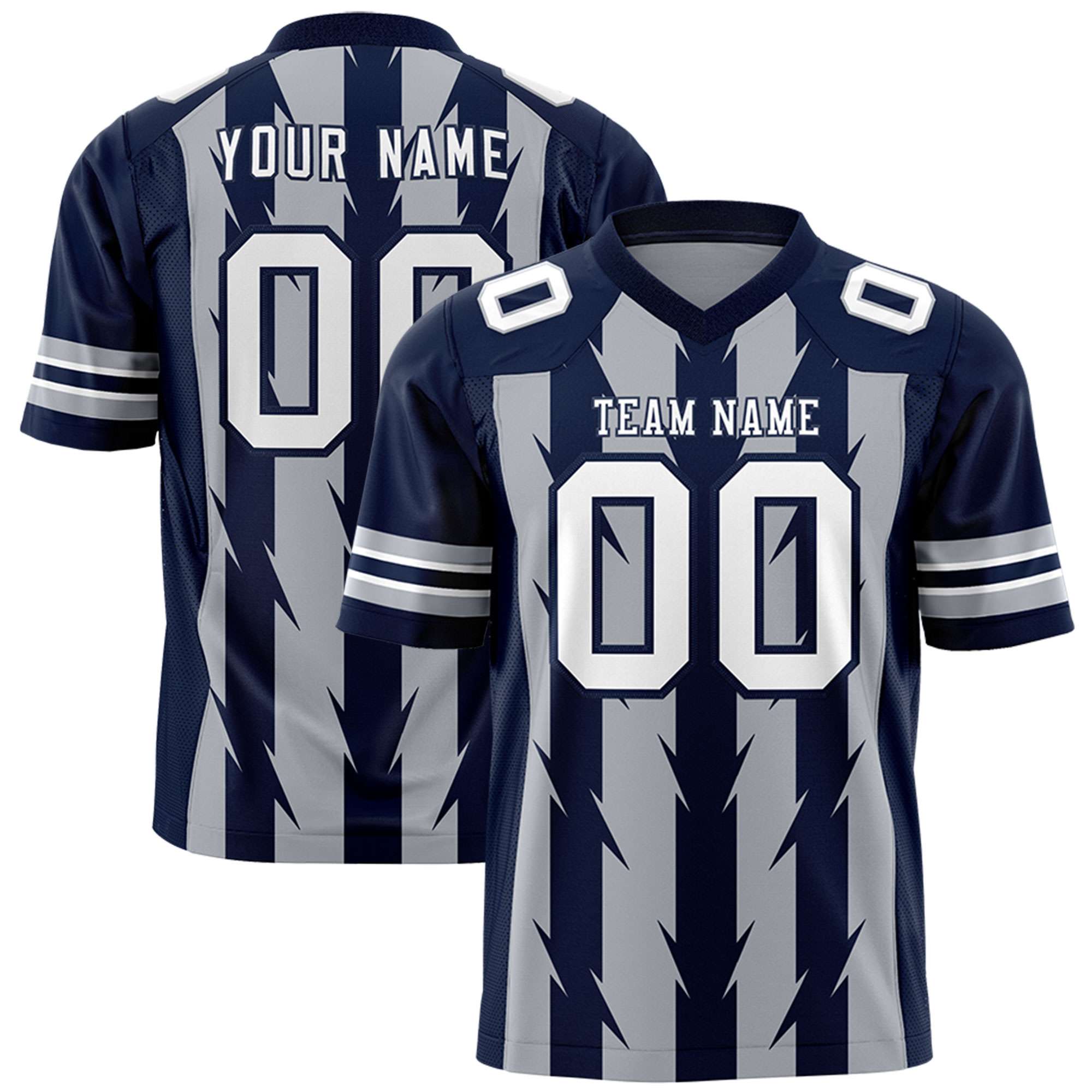 Custom Gray and Navy Graffiti Pattern Practice Flag Football Jerseys For Youth & Mens| KXKSHOP