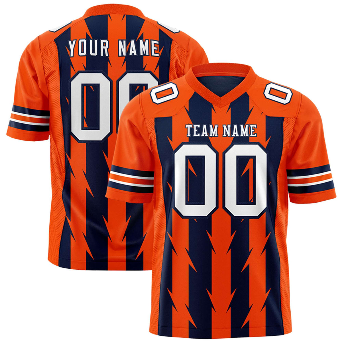 Custom Navy and Orange Graffiti Pattern Practice Flag Football Jerseys For Youth &amp; Mens| KXKSHOP