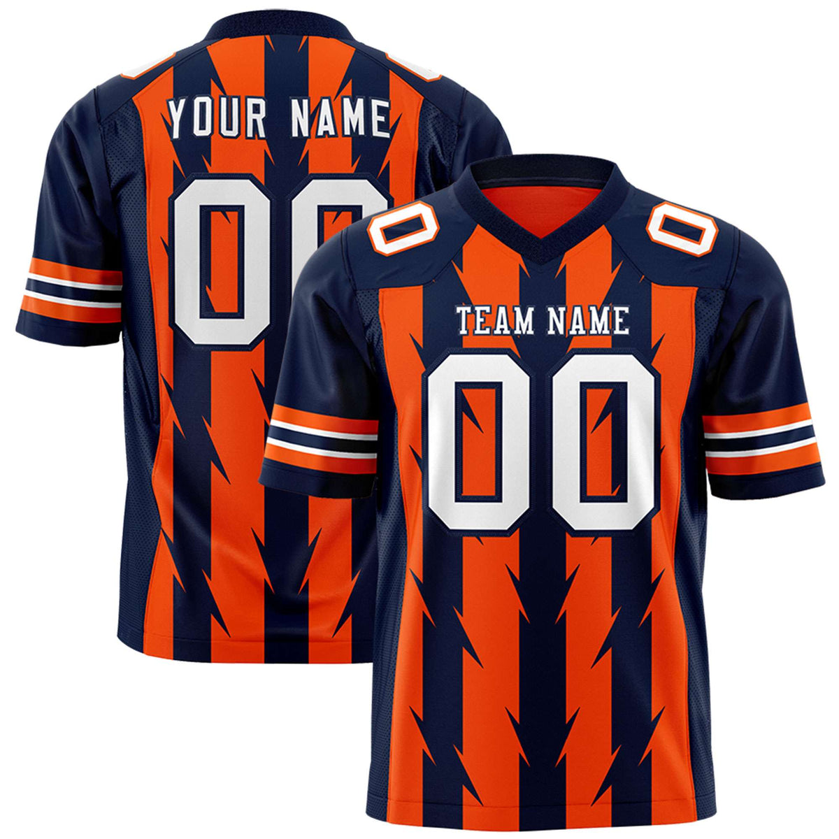 Custom Orange and Navy Graffiti Pattern Practice Flag Football Jerseys For Youth &amp; Mens| KXKSHOP