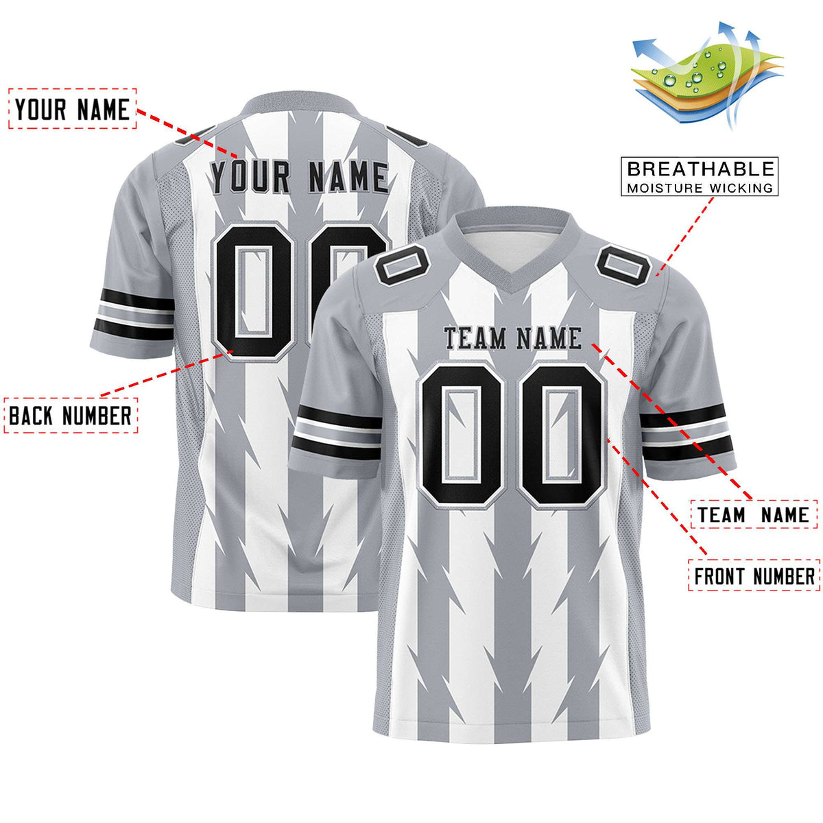 Custom White and Gray Graffiti Pattern Practice Flag Football Jerseys For Youth &amp; Mens| KXKSHOP
