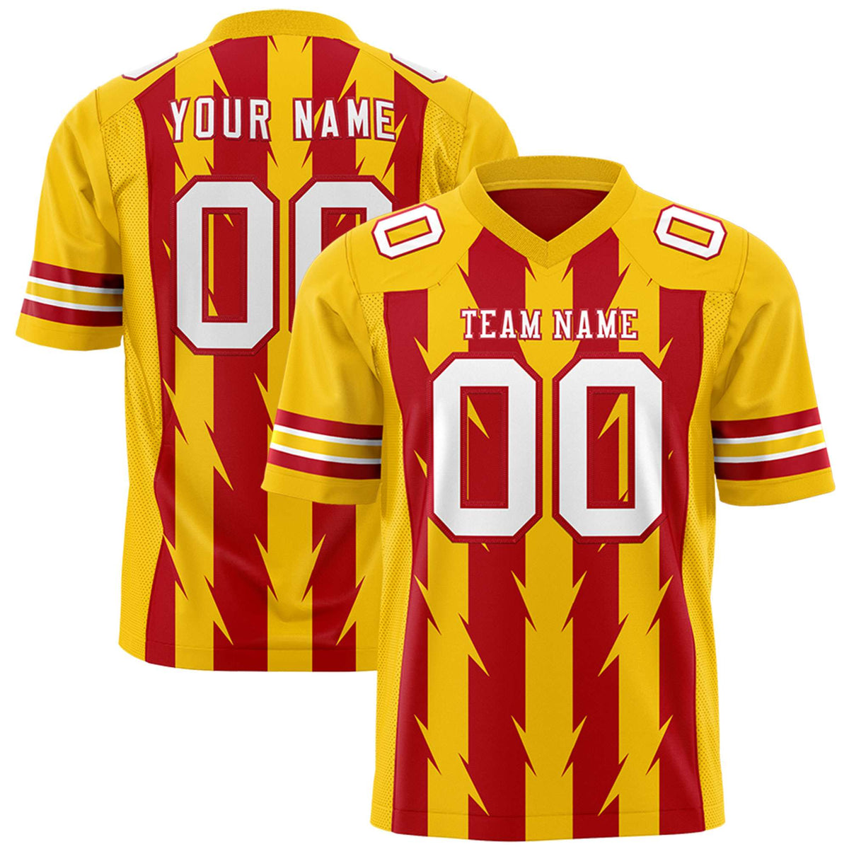 Custom Red and Gold Graffiti Pattern Practice Flag Football Jerseys For Youth &amp; Mens| KXKSHOP