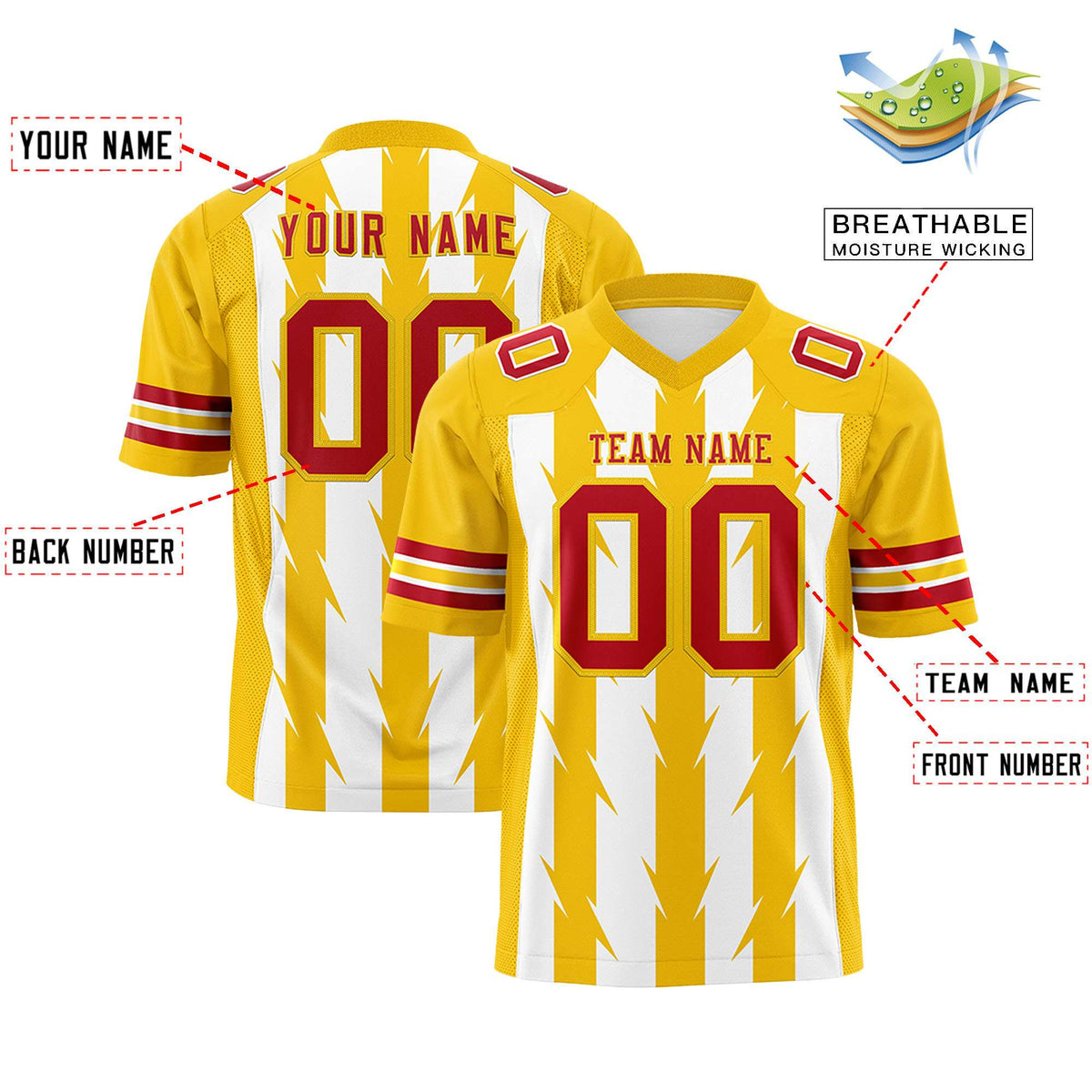 Custom White and Gold Graffiti Pattern Practice Flag Football Jerseys For Youth &amp; Mens| KXKSHOP