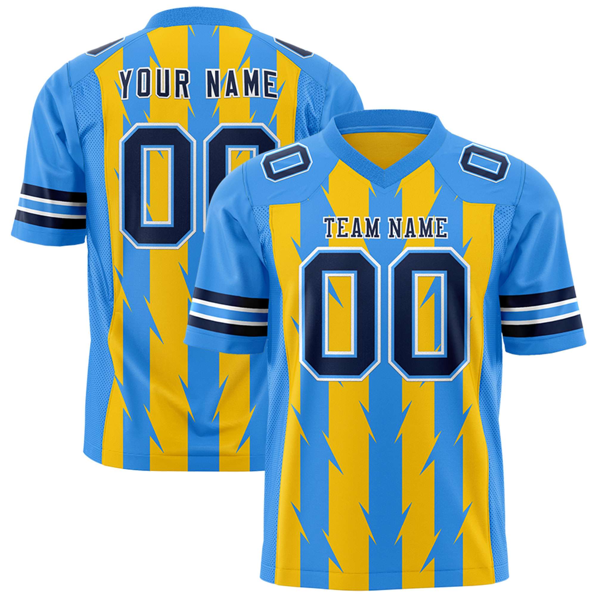 Custom Gold and Powder Blue Graffiti Pattern Practice Flag Football Jerseys For Youth & Mens| KXKSHOP