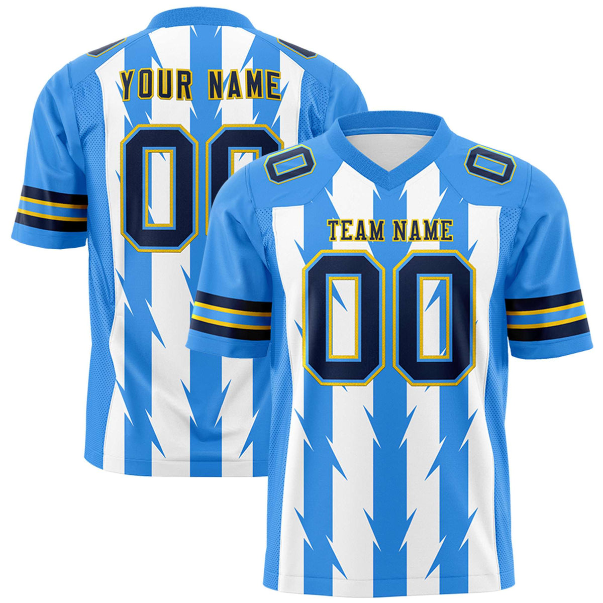 Custom White and Powder Blue Graffiti Pattern Practice Flag Football Jerseys For Youth &amp; Mens| KXKSHOP