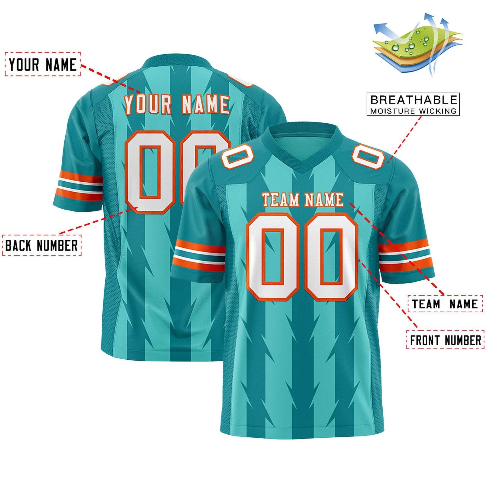 Custom Bright Green and Aqua Graffiti Pattern Practice Flag Football Jerseys For Youth & Mens| KXKSHOP