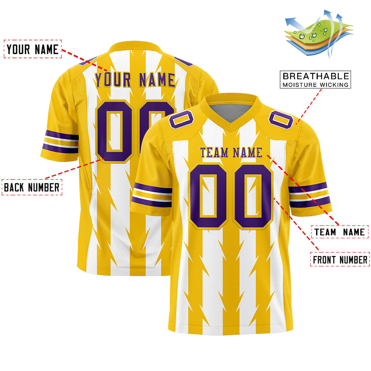 Custom White and Gold Graffiti Pattern Practice Flag Football Jerseys For Youth &amp; Mens| KXKSHOP