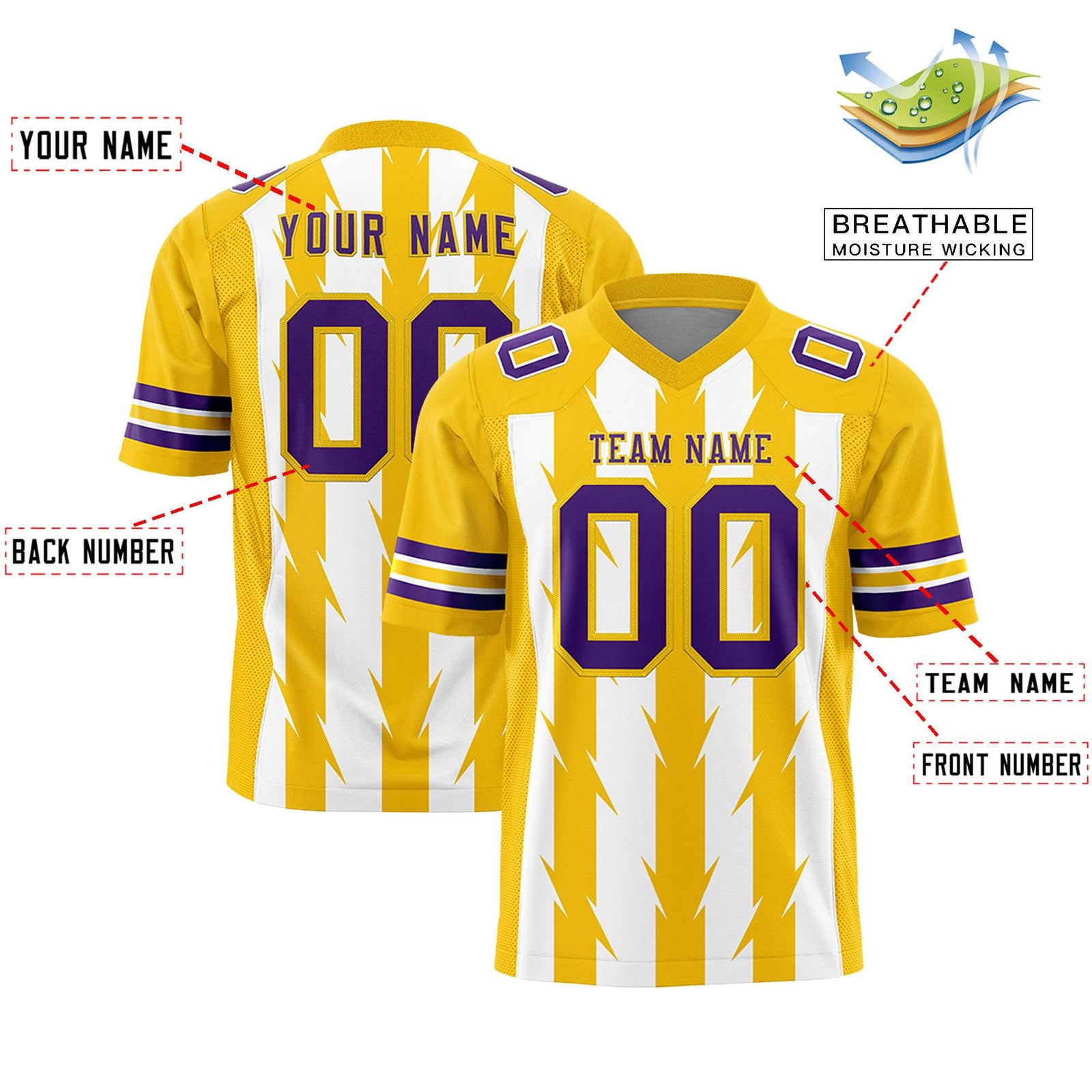 Custom White and Gold Graffiti Pattern Practice Flag Football Jerseys For Youth & Mens| KXKSHOP
