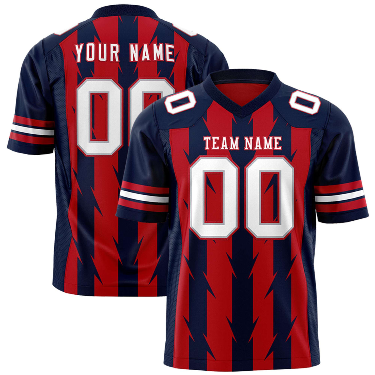Custom Red and Navy Graffiti Pattern Practice Flag Football Jerseys For Youth &amp; Mens| KXKSHOP