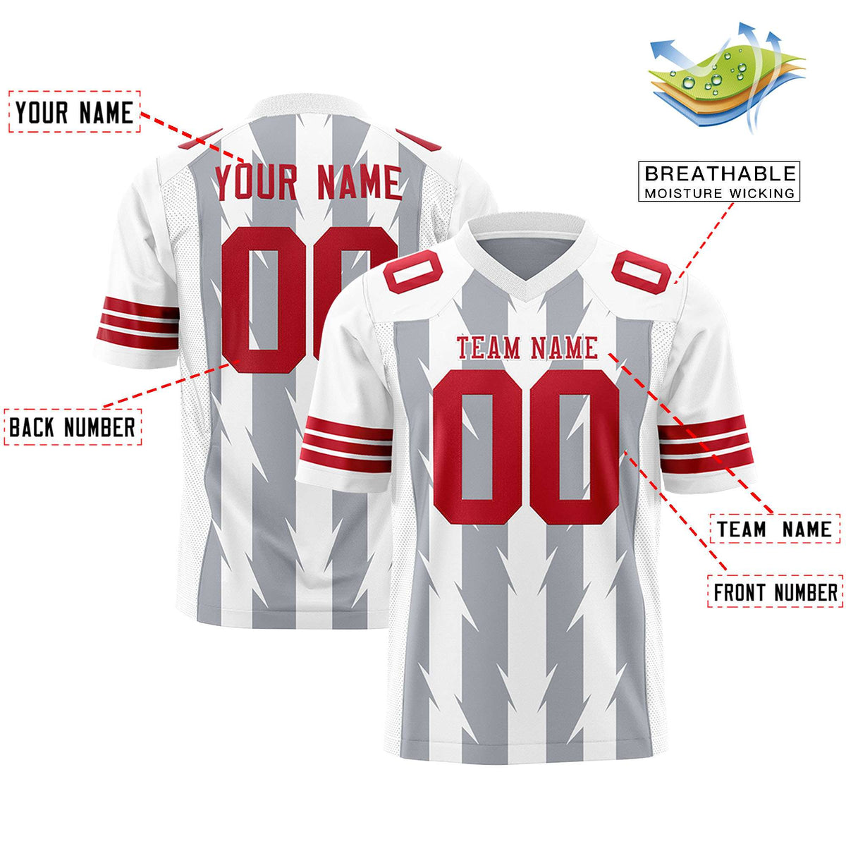 Custom Gray and White Graffiti Pattern Practice Flag Football Jerseys For Youth &amp; Mens| KXKSHOP