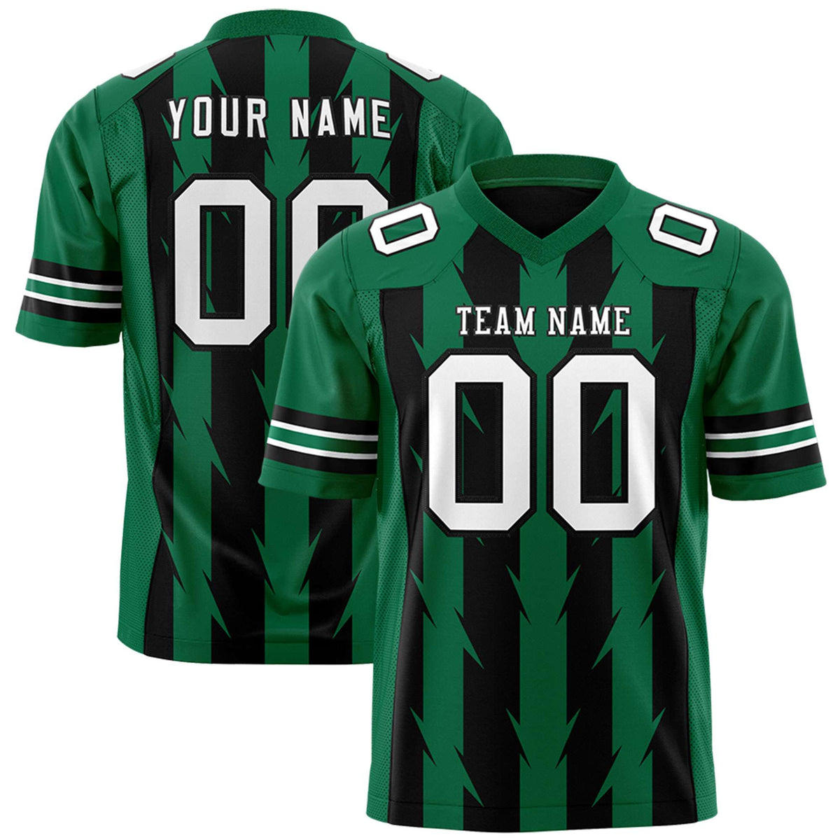 Custom Black and Kelly Green Graffiti Pattern Practice Flag Football Jerseys For Youth &amp; Mens| KXKSHOP