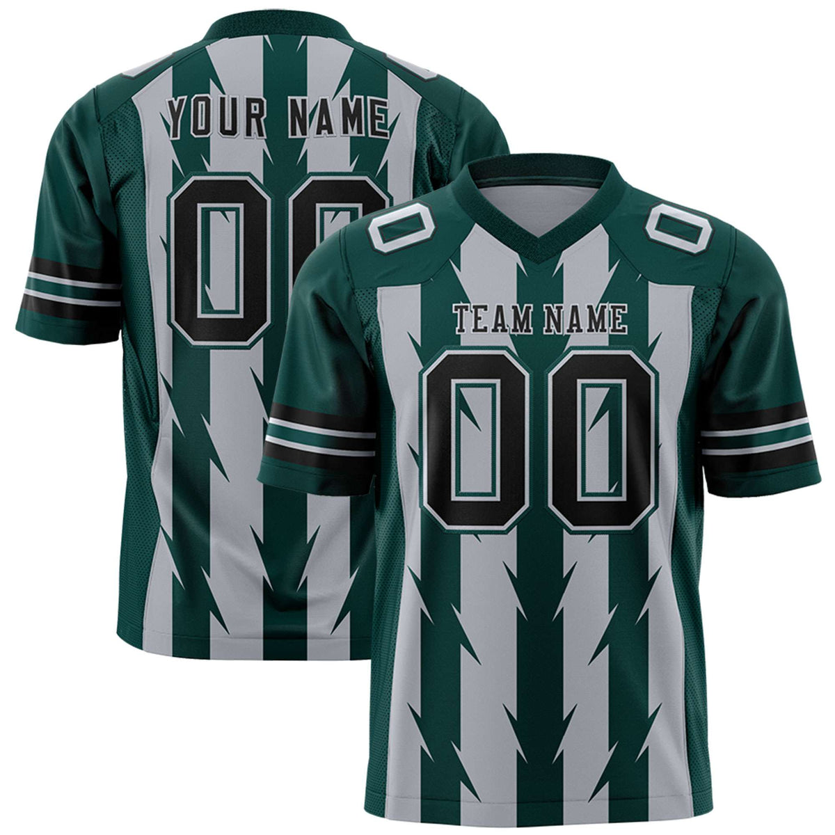 Custom Gray and Midnight Green Graffiti Pattern Practice Flag Football Jerseys For Youth &amp; Mens| KXKSHOP