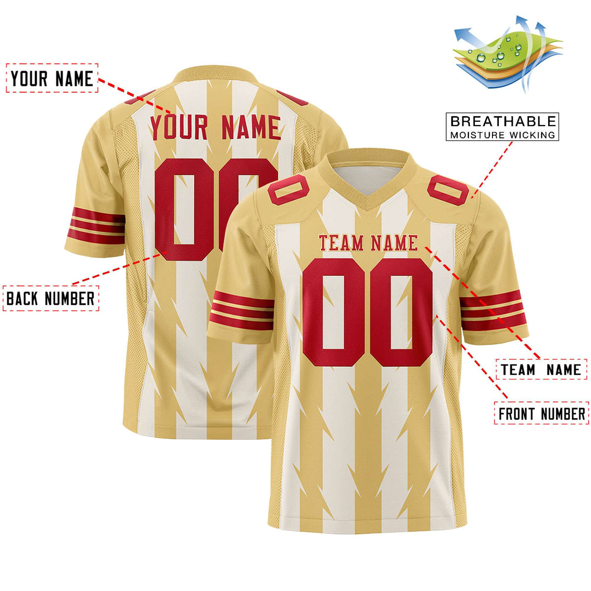 Custom Cream and Khaki Graffiti Pattern Practice Flag Football Jerseys For Youth &amp; Mens| KXKSHOP