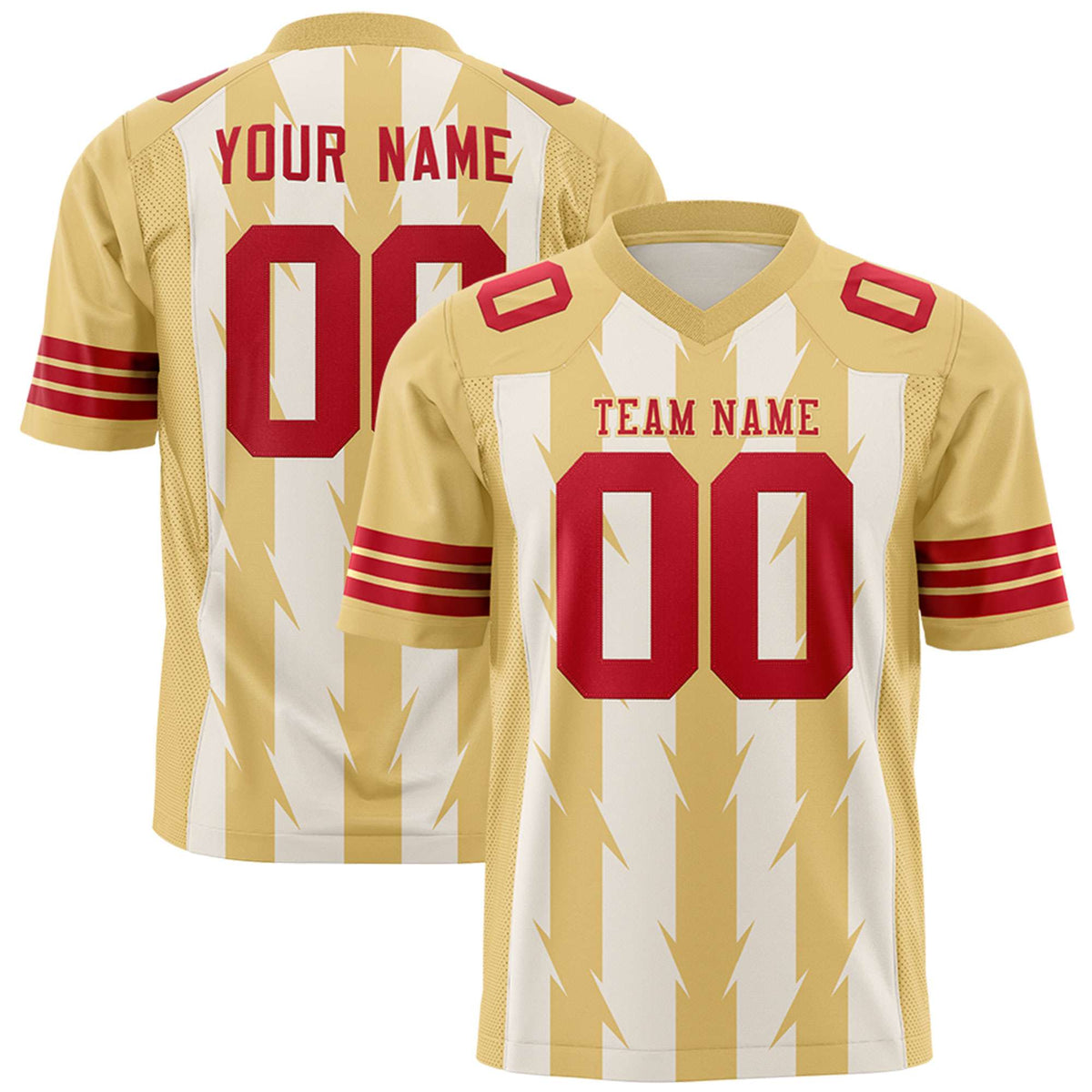 Custom Cream and Khaki Graffiti Pattern Practice Flag Football Jerseys For Youth &amp; Mens| KXKSHOP