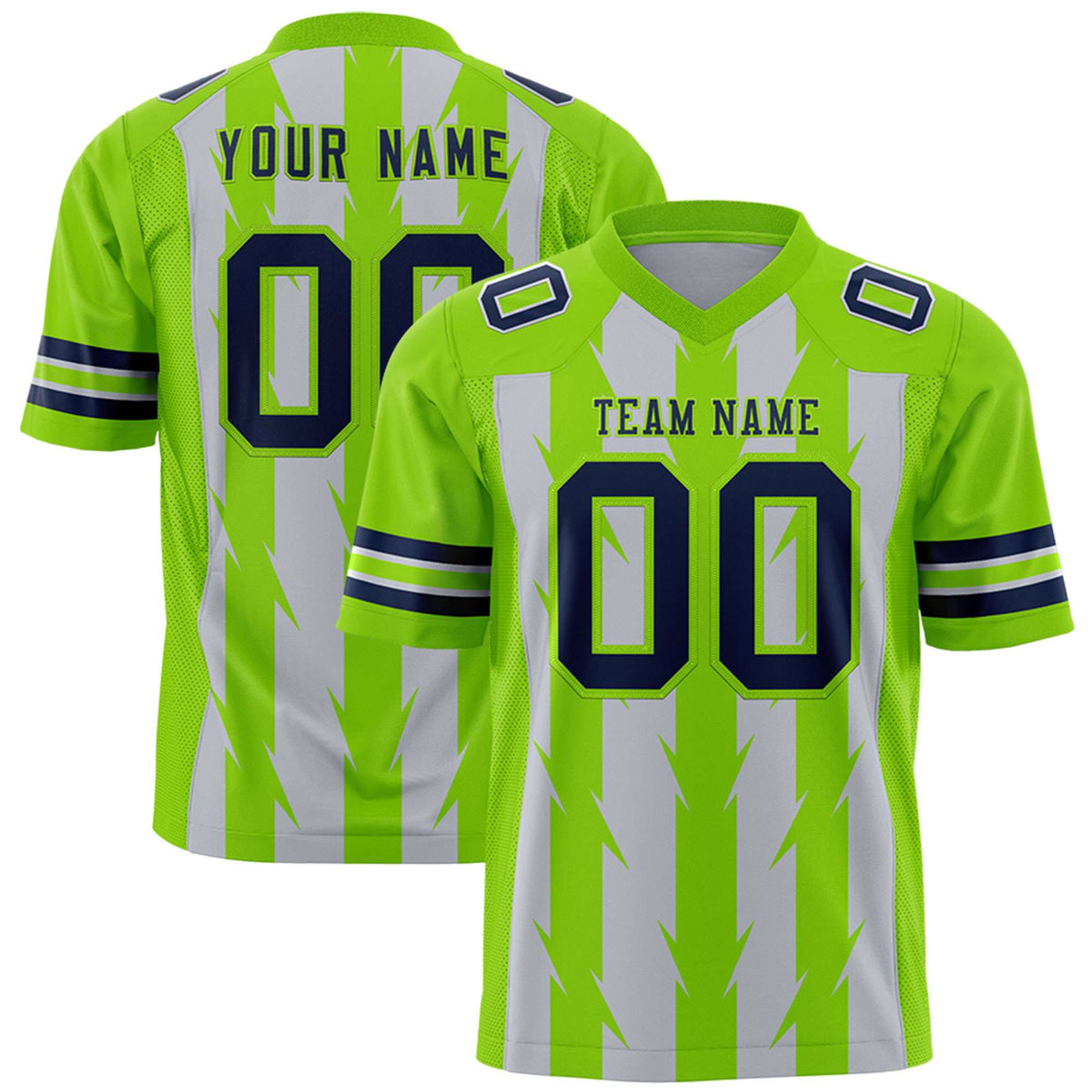 Custom Gray and Neon Green Graffiti Pattern Practice Flag Football Jerseys For Youth &amp; Mens| KXKSHOP
