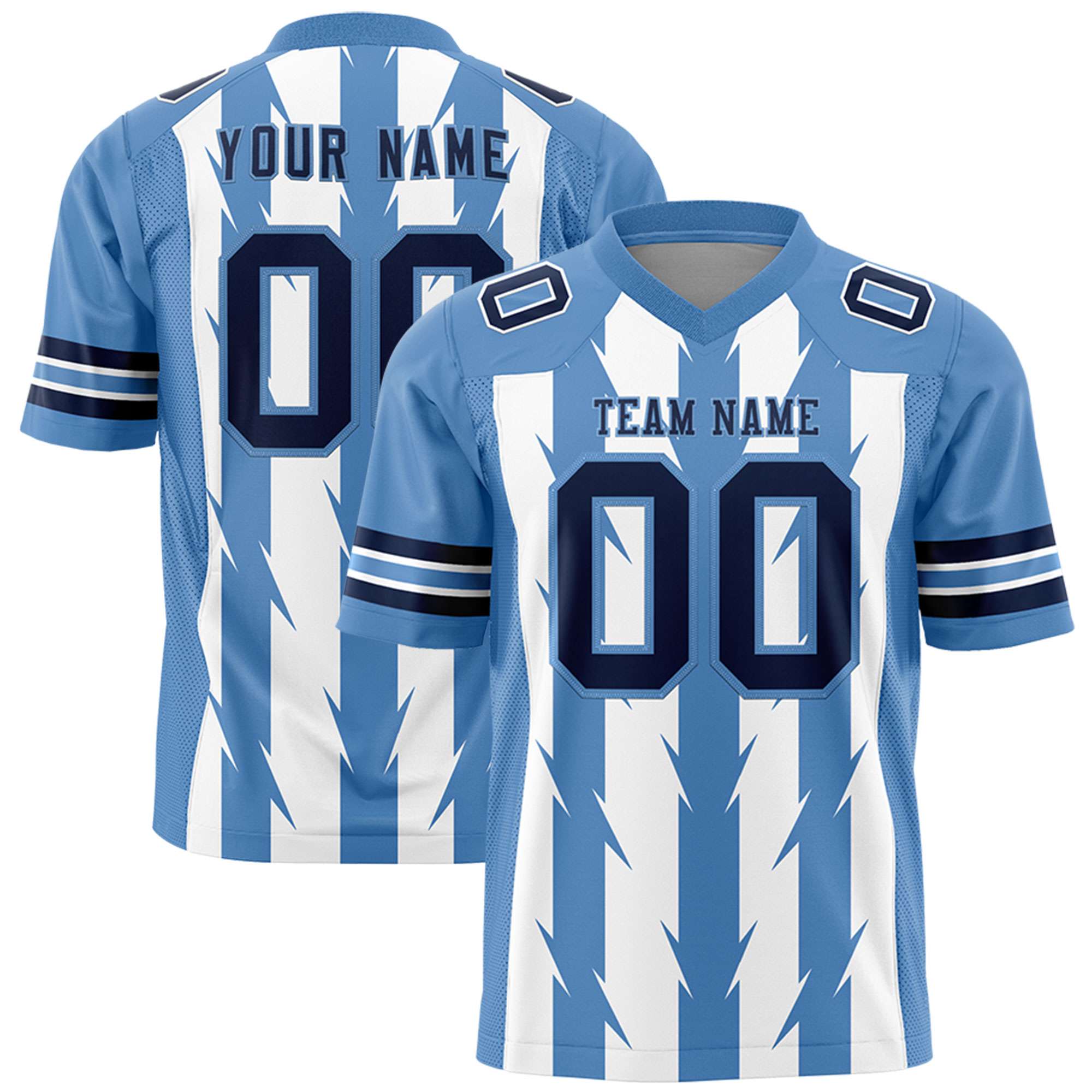 Custom White and Light Blue Graffiti Pattern Practice Flag Football Jerseys For Youth & Mens| KXKSHOP