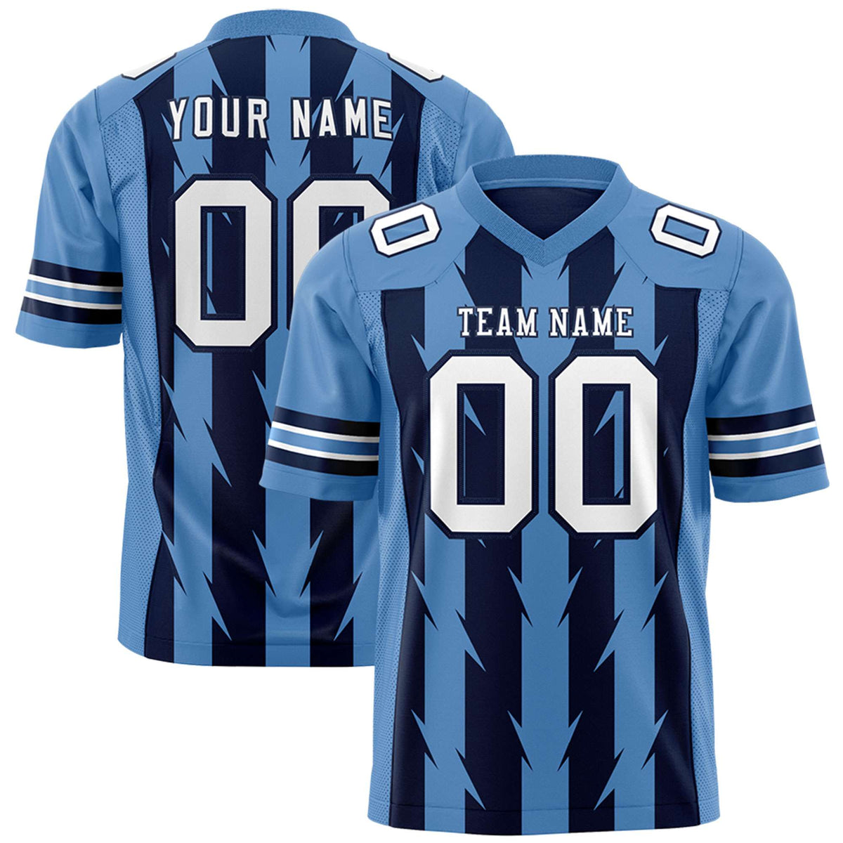 Custom Navy and Light Blue Graffiti Pattern Practice Flag Football Jerseys For Youth &amp; Mens| KXKSHOP