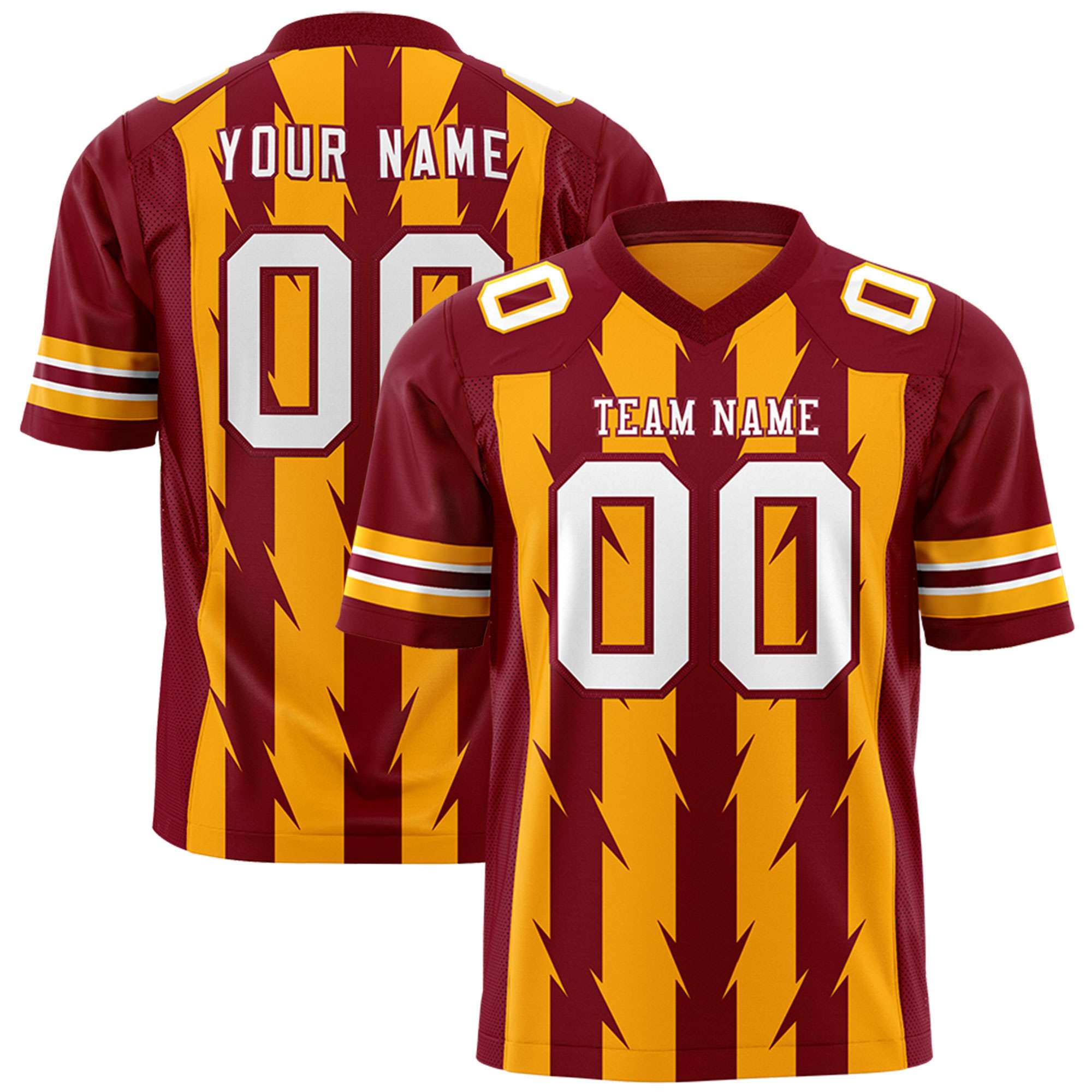 Custom Yellow and Crimson Graffiti Pattern Practice Flag Football Jerseys For Youth & Mens| KXKSHOP