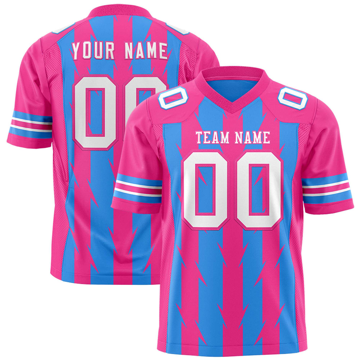 Custom Powder Blue and Pink Graffiti Pattern Practice Flag Football Jerseys For Youth &amp; Mens| KXKSHOP