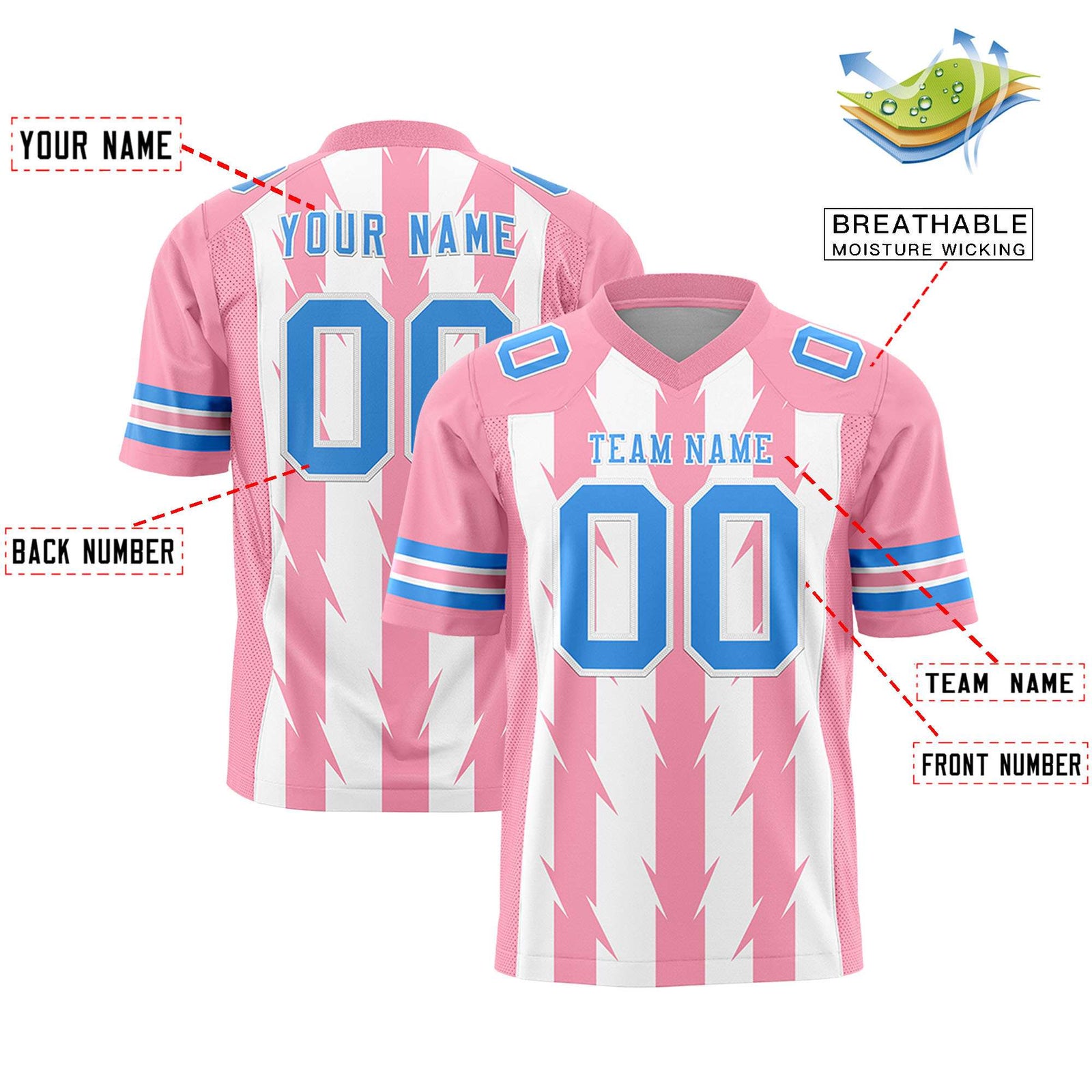 Custom White and Light Pink Graffiti Pattern Practice Flag Football Jerseys For Youth & Mens| KXKSHOP