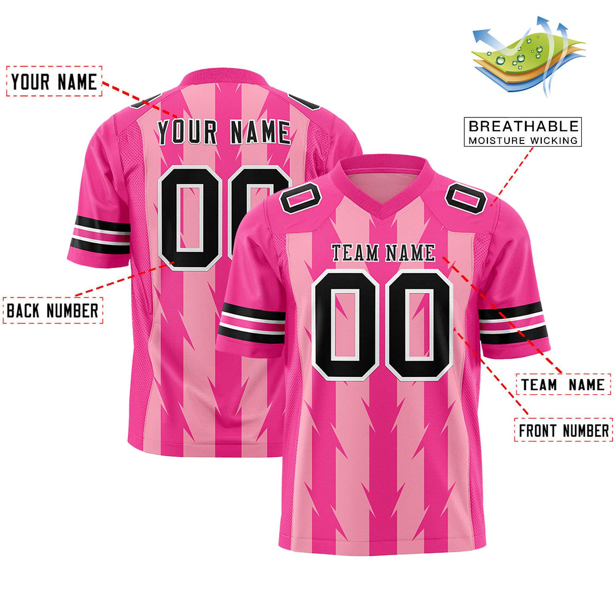Custom Light Pink and Pink Graffiti Pattern Practice Flag Football Jerseys For Youth &amp; Mens| KXKSHOP