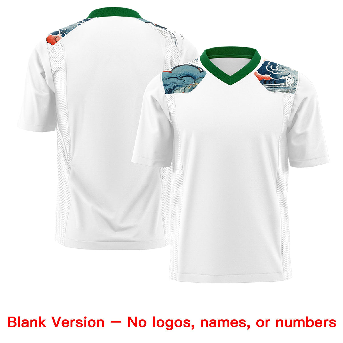 Custom Kelly Green White Ukiyo-e Auspicious Clouds Graffiti Pattern Football Jersey | For Men,For Women | KXKSHOP