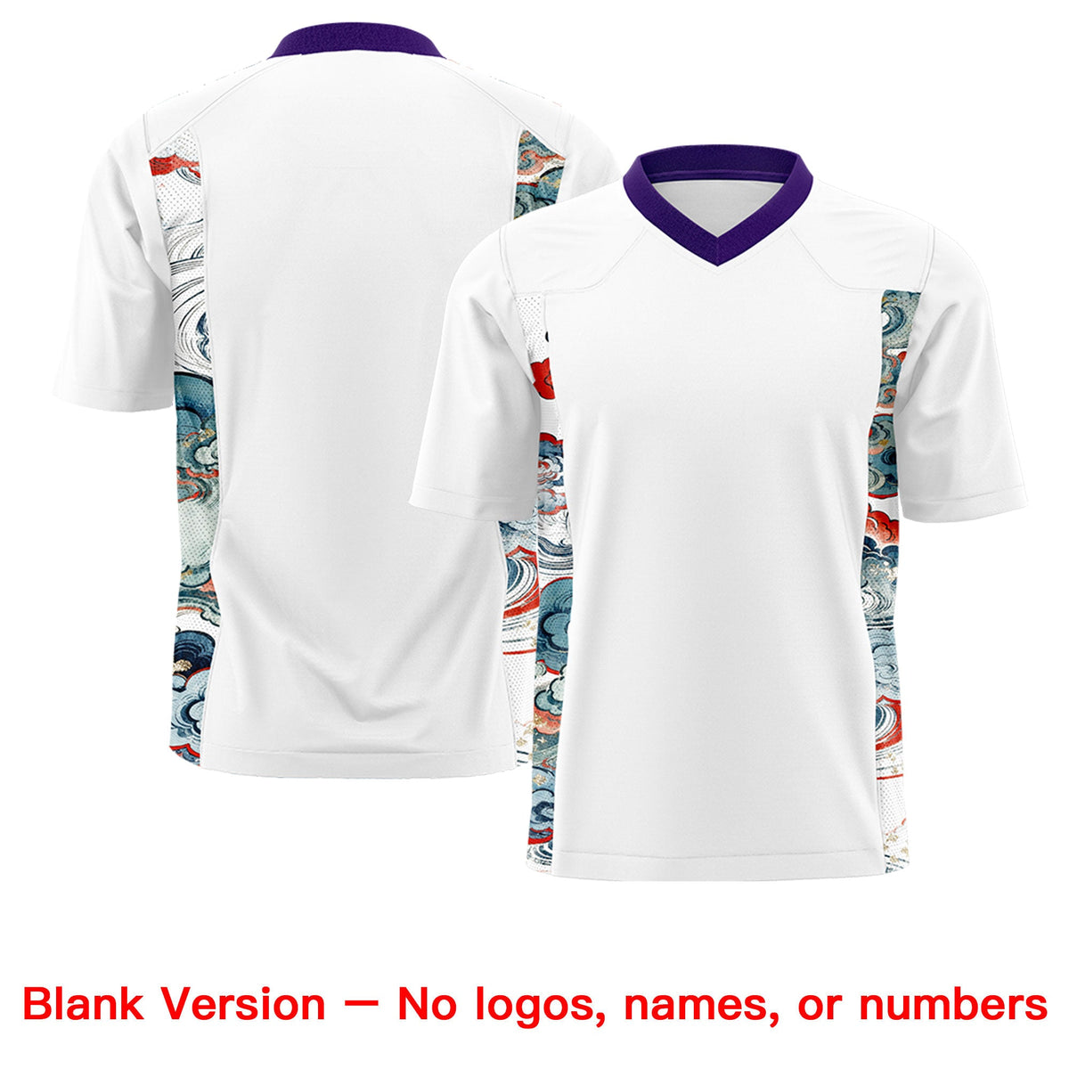 Custom White Purple Ukiyo-e Auspicious Clouds Graffiti Pattern Football Jersey | For Men,For Women | KXKSHOP