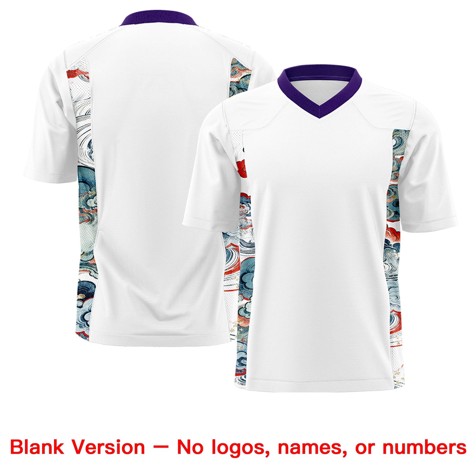 Custom White Purple Ukiyo-e Auspicious Clouds Graffiti Pattern Football Jersey | For Men,For Women | KXKSHOP