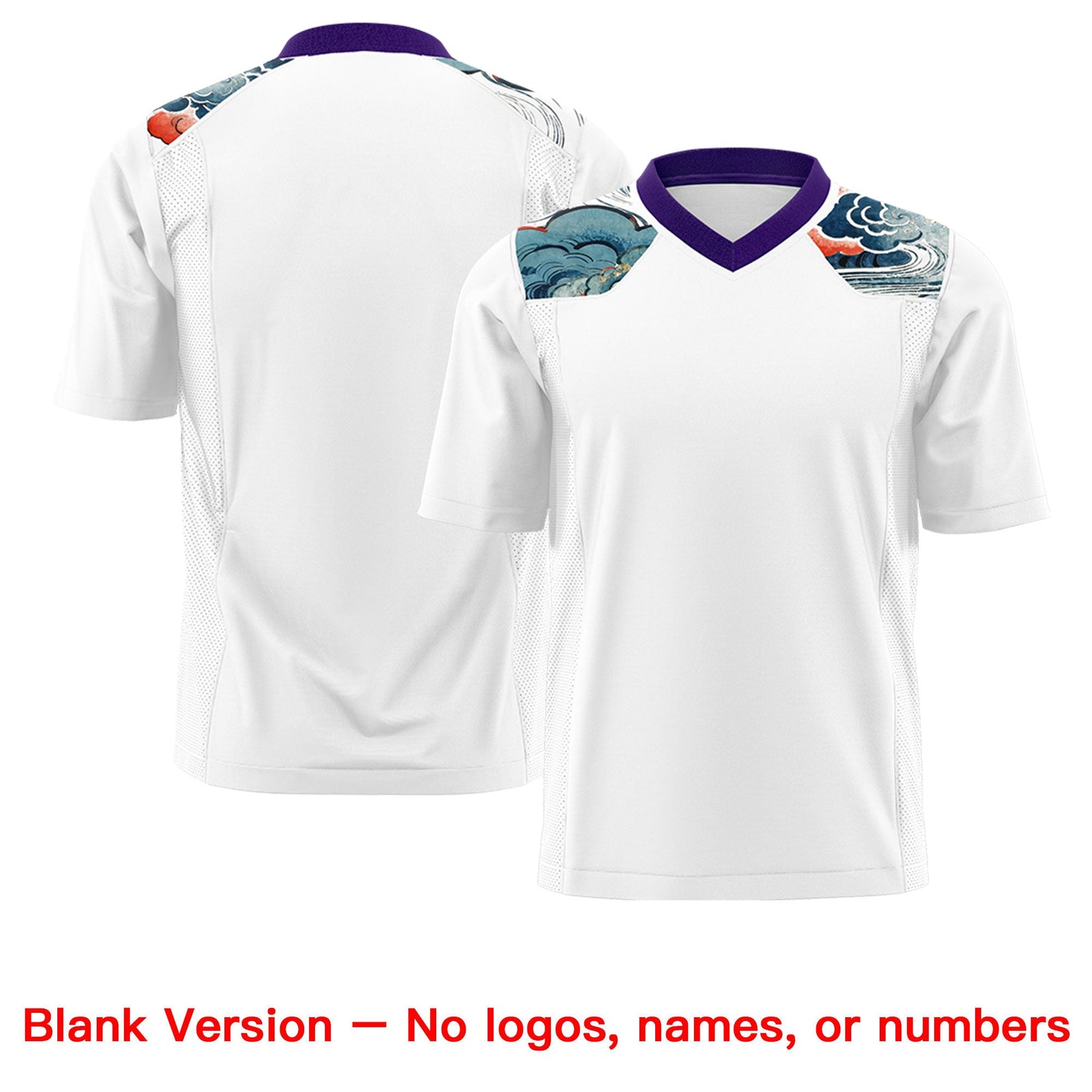 Custom Purple White Ukiyo-e Auspicious Clouds Graffiti Pattern Football Jersey | For Men,For Women | KXKSHOP