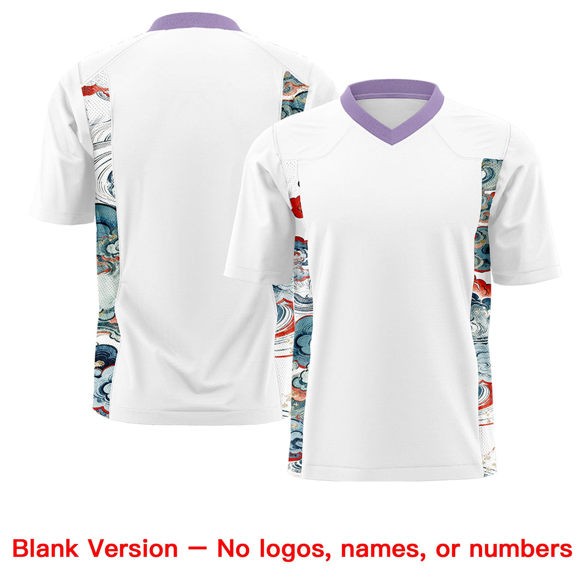 Custom White Light Purple Ukiyo-e Auspicious Clouds Graffiti Pattern Football Jersey | For Men,For Women | KXKSHOP