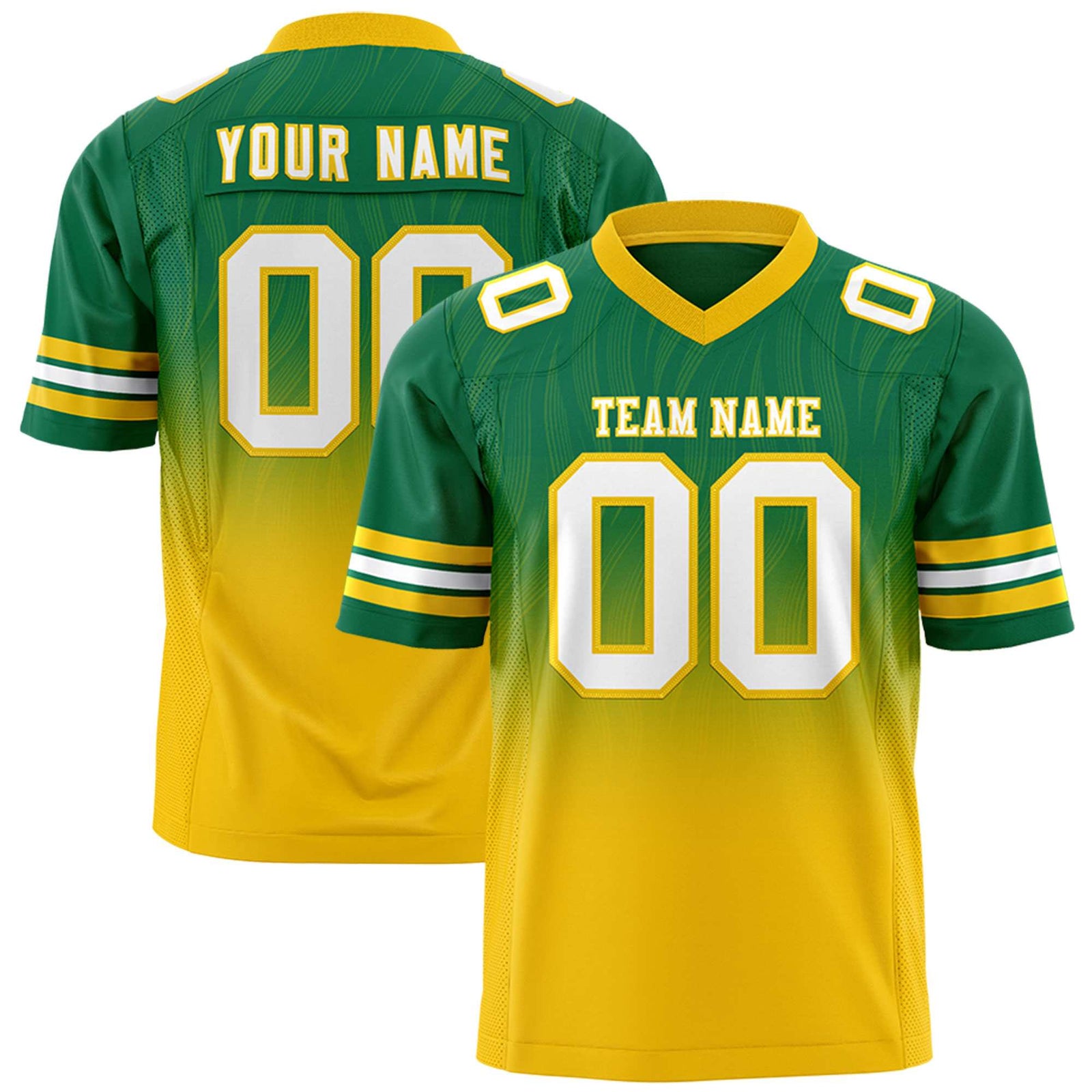Custom Kelly Green and Gold Customize Flag Football Jersey-7v7 Football Uniforms | KXKSHOP
