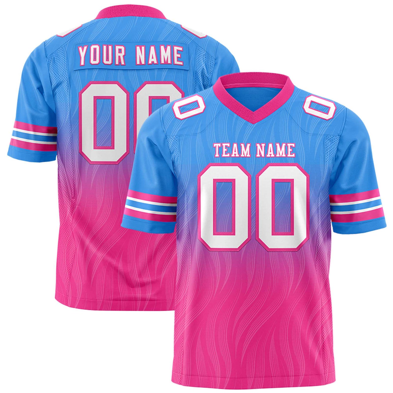Custom Powder Blue and Pink Customize Flag Football Jersey-7v7 Football Uniforms | KXKSHOP