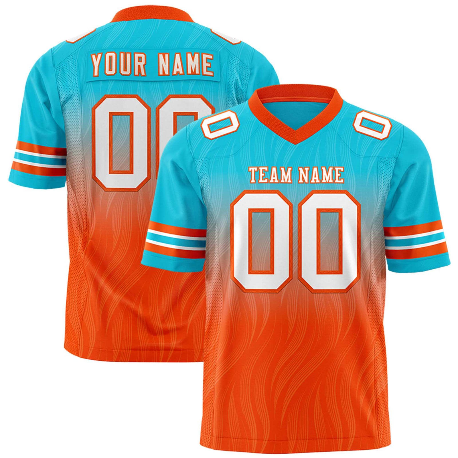Custom Sky Blue and Orange Customize Flag Football Jersey-7v7 Football Uniforms | KXKSHOP