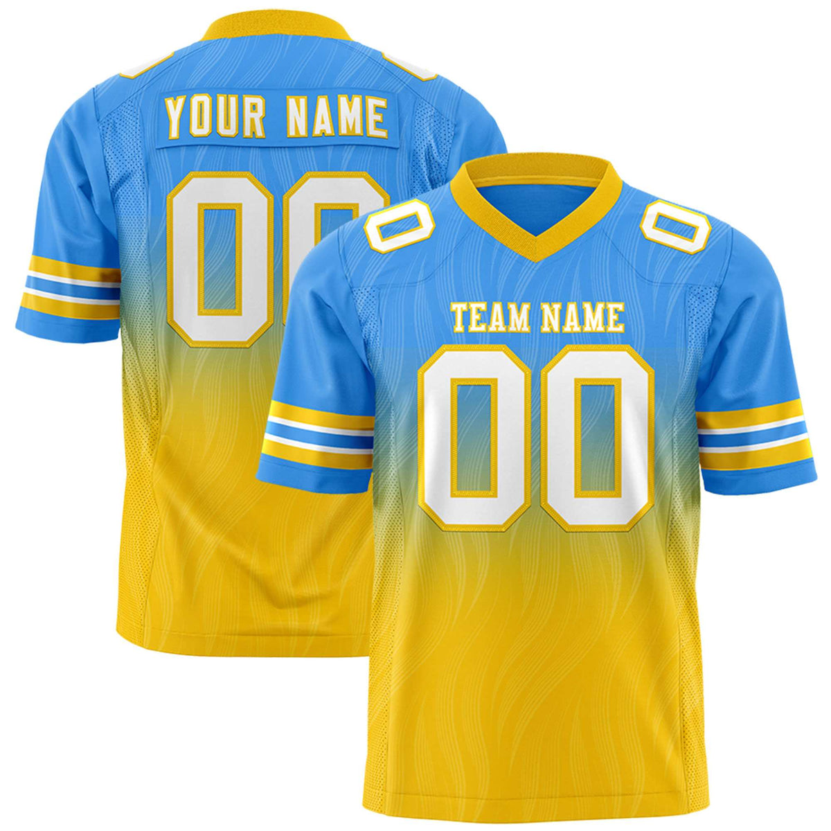 Custom Powder Blue and Gold Customize Flag Football Jersey-7v7 Football Uniforms | KXKSHOP