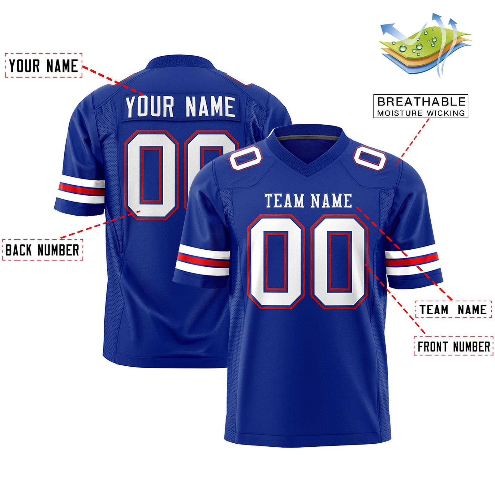 Custom Royal White Personalized Classic Authentic Football Jersey
