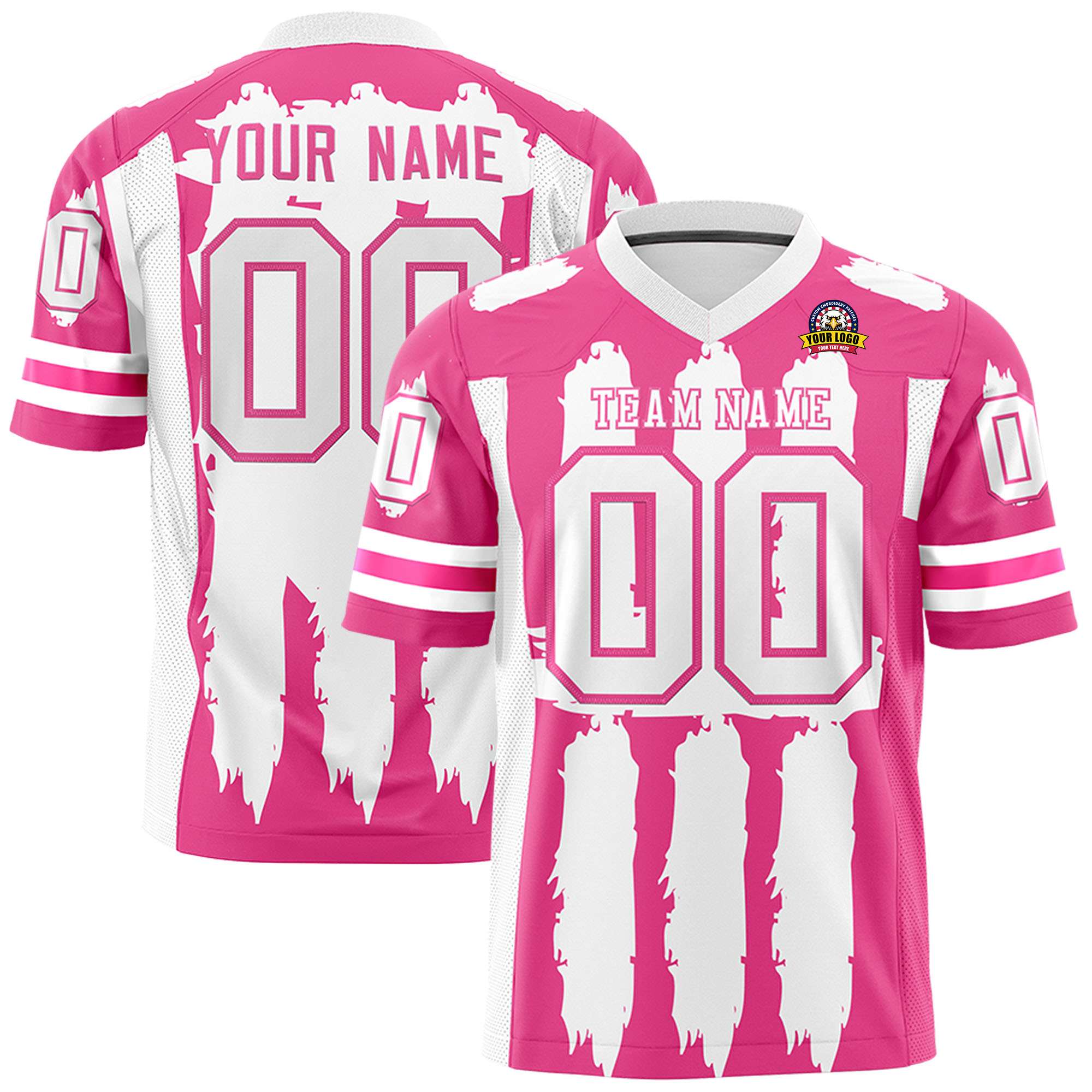 Custom Flag Football Jersey | Pink White and  Graffiti Pattern Practice 7on7 Uniforms | Add name, number & logo| KXKSHOP