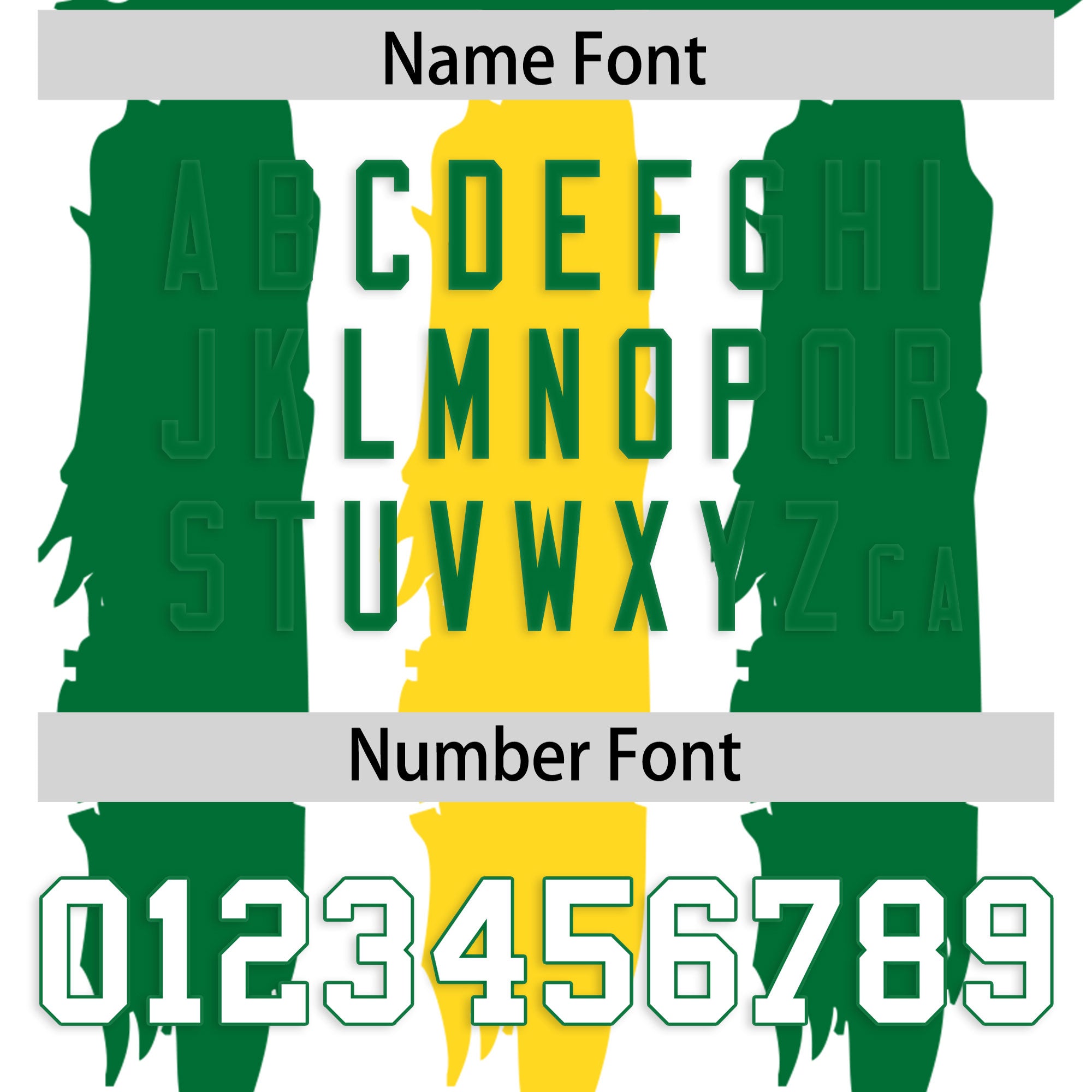 Custom Flag Football Jersey | White Kelly Green and Gold Graffiti Pattern Practice 7on7 Uniforms | Add name, number & logo| KXKSHOP