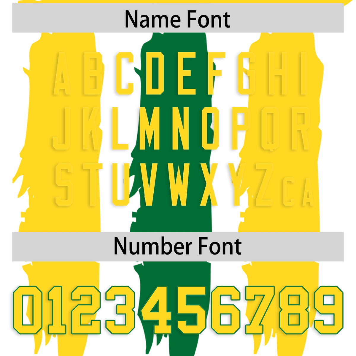 Custom Flag Football Jersey | White Gold and Kelly Green Graffiti Pattern Practice 7on7 Uniforms | Add name, number &amp; logo| KXKSHOP