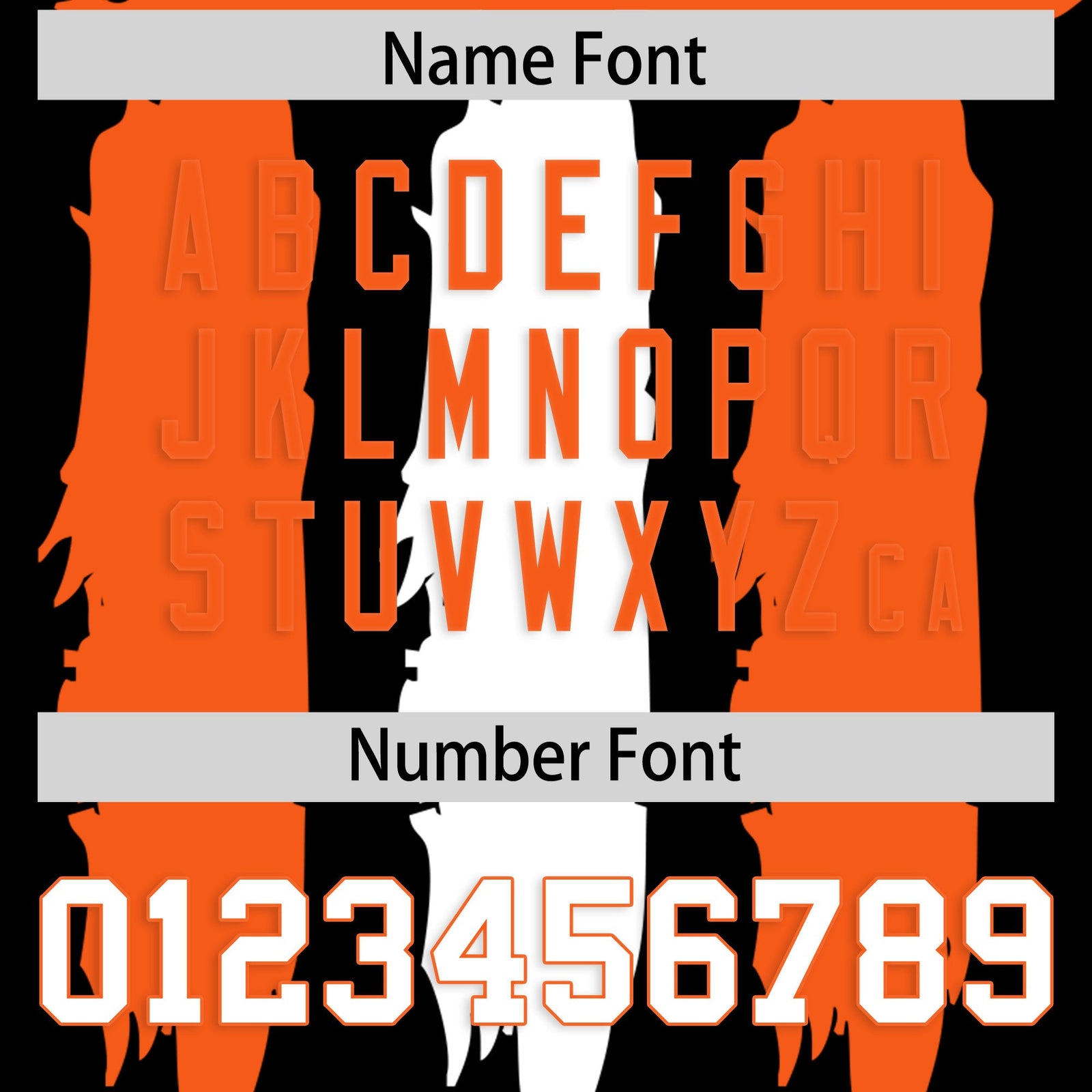 Custom Flag Football Jersey | Black Orange and White Graffiti Pattern Practice 7on7 Uniforms | Add name, number & logo| KXKSHOP