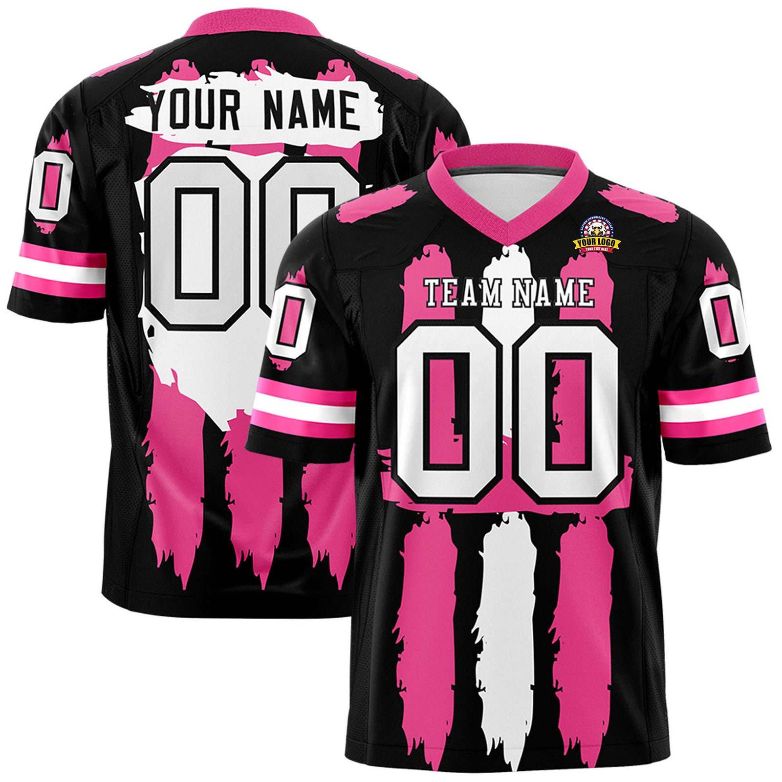 Custom Flag Football Jersey | Black Pink and White Graffiti Pattern Practice 7on7 Uniforms | Add name, number & logo| KXKSHOP