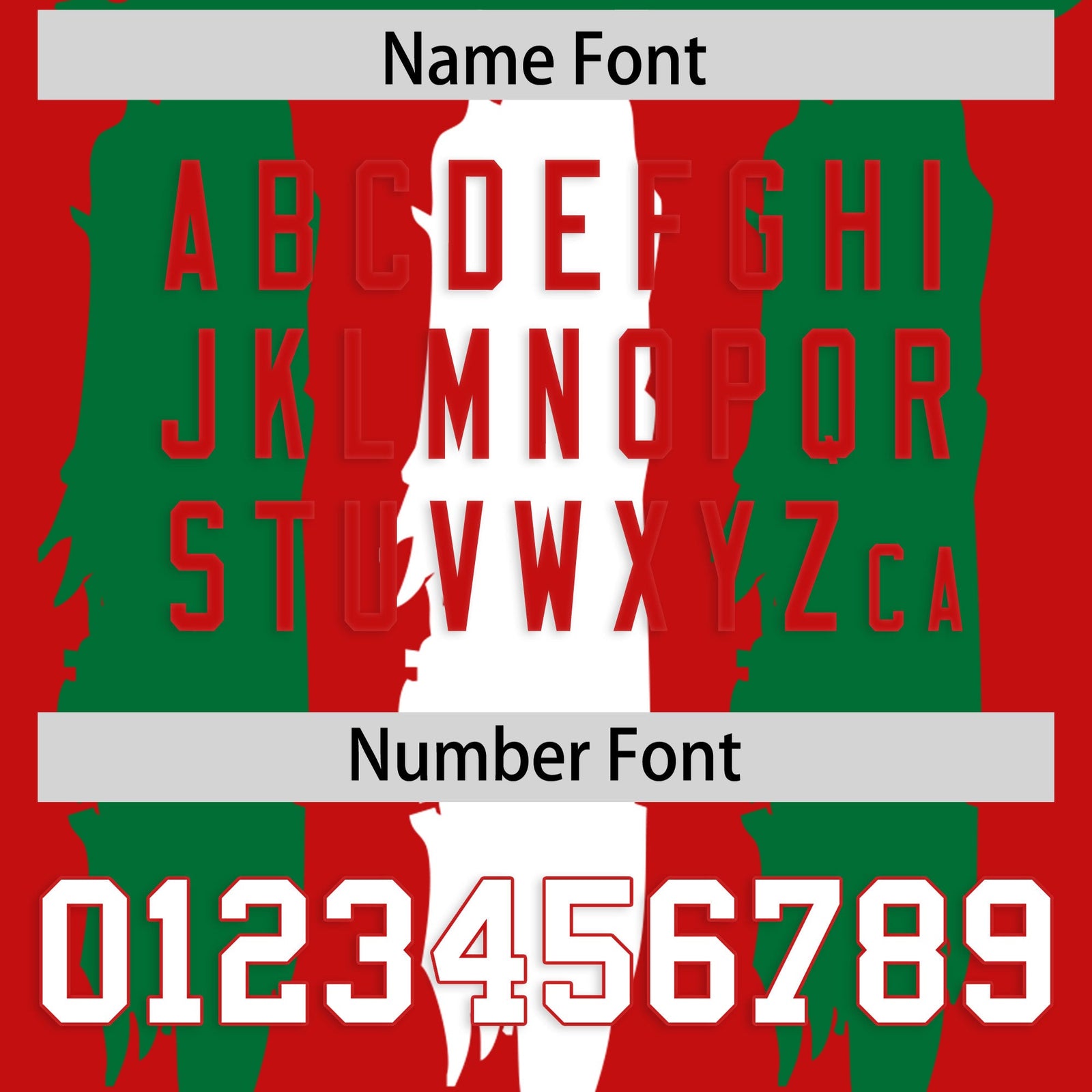 Custom Flag Football Jersey | Red Kelly Green and White Graffiti Pattern Practice 7on7 Uniforms | Add name, number & logo| KXKSHOP