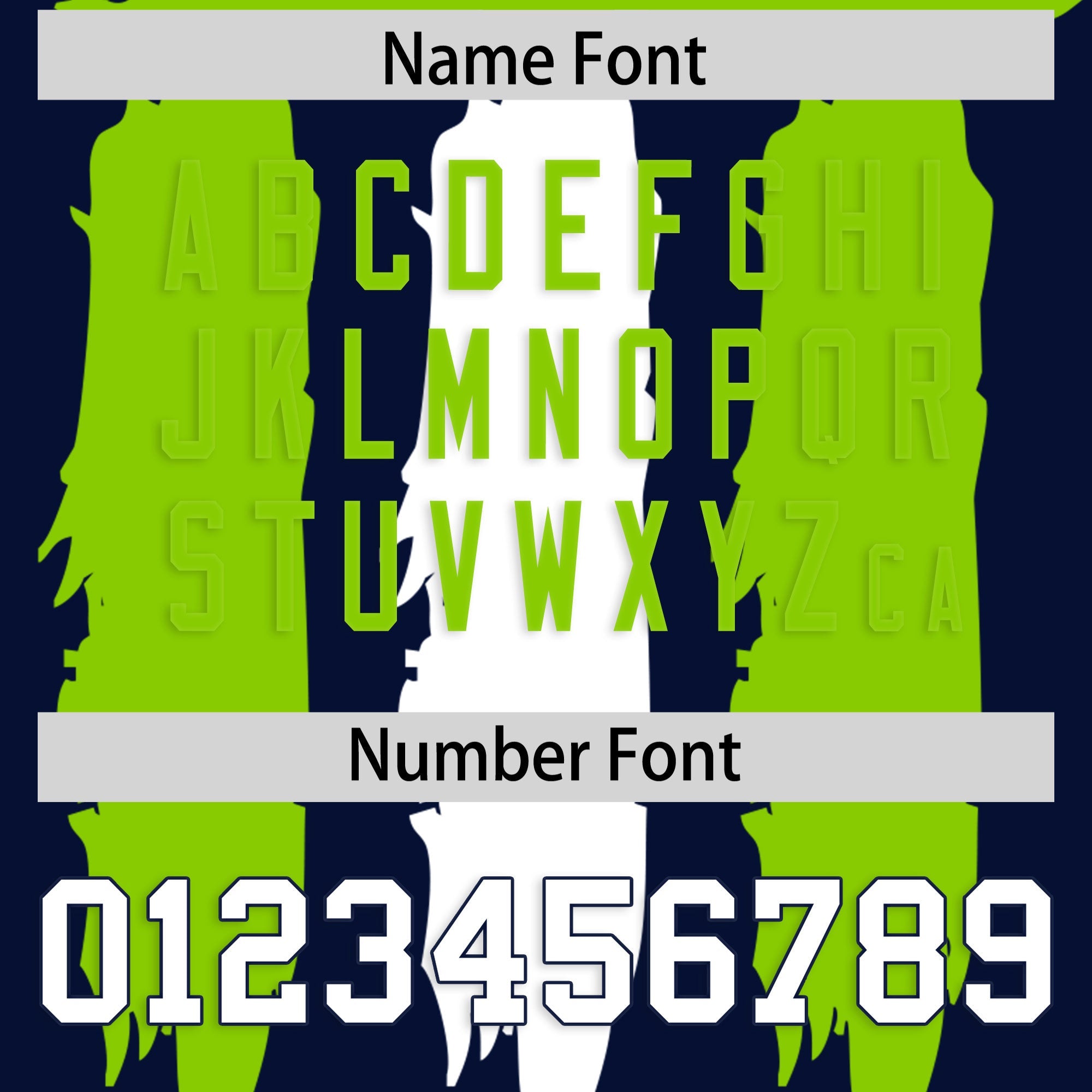 Custom Flag Football Jersey | Navy Neon Green and White Graffiti Pattern Practice 7on7 Uniforms | Add name, number & logo| KXKSHOP
