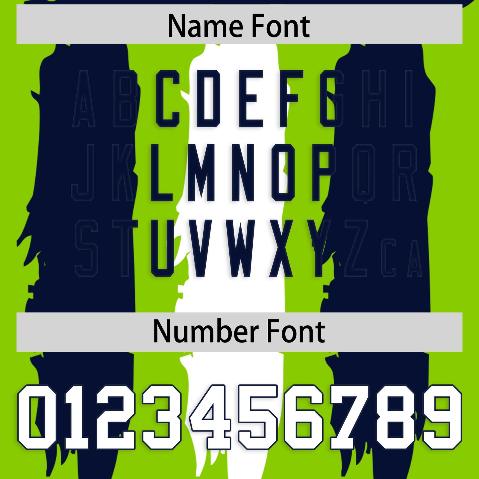 Custom Flag Football Jersey | Neon Green Navy and White Graffiti Pattern Practice 7on7 Uniforms | Add name, number & logo| KXKSHOP