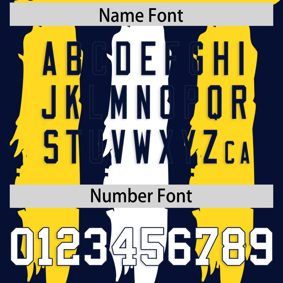 Custom Flag Football Jersey | Navy Gold and White Graffiti Pattern Practice 7on7 Uniforms | Add name, number &amp; logo| KXKSHOP