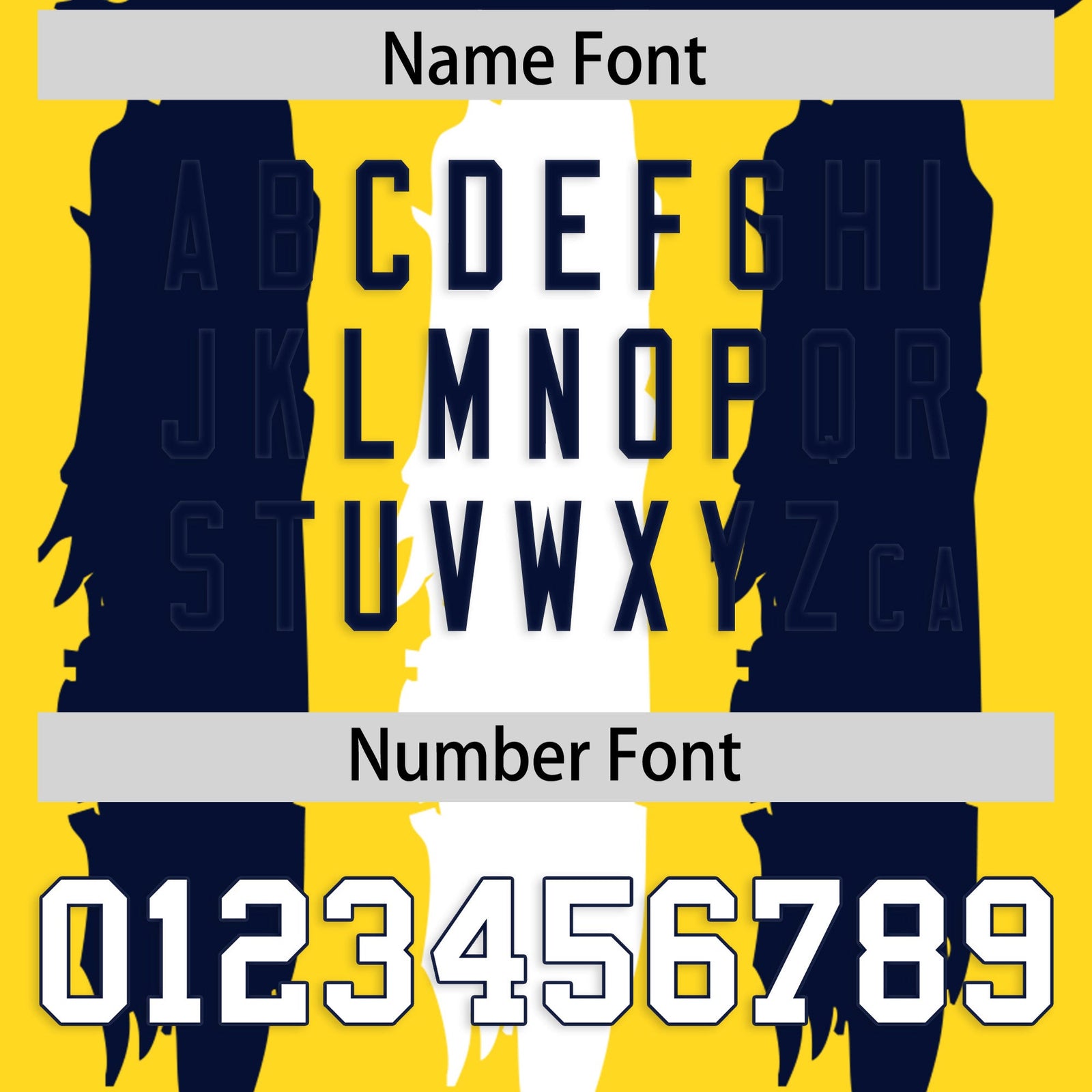 Custom Flag Football Jersey | Gold Navy and White Graffiti Pattern Practice 7on7 Uniforms | Add name, number & logo| KXKSHOP